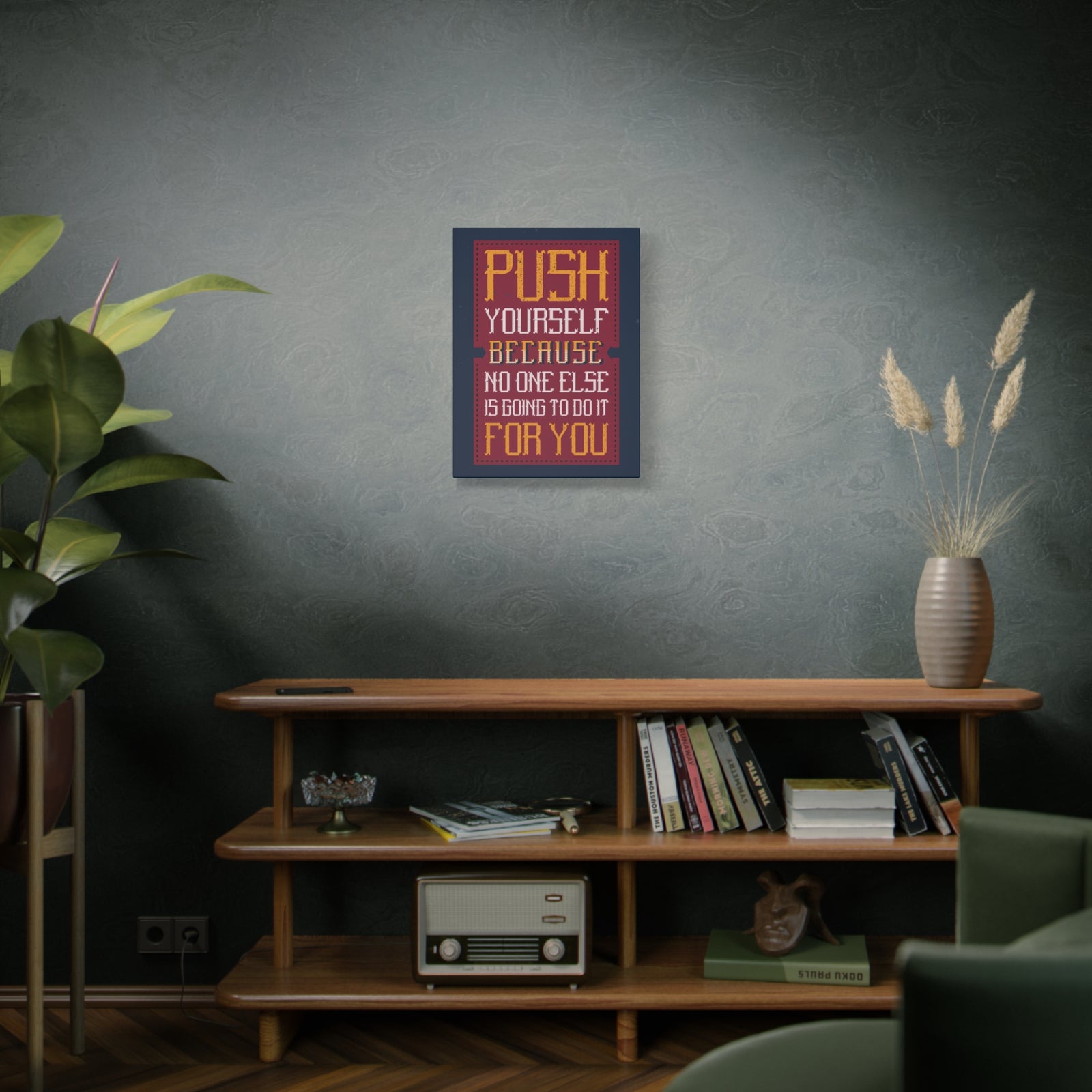 Inspirational Quote Canvas Push Yourself Wall Art Motivational Motto Inspiring Prints Artwork Decor Ready to Hang-Express Your Love Gifts
