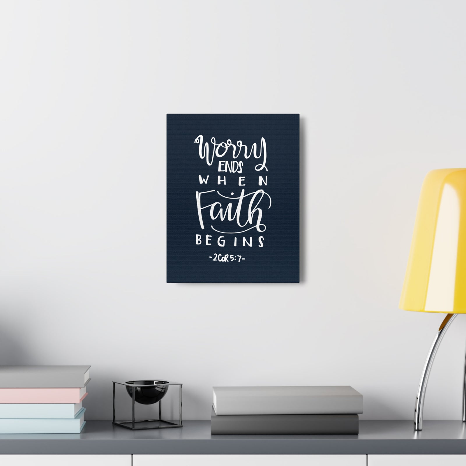 Scripture Walls Worry Ends When Faith 2 Corinthians 5:7 Bible Verse Canvas Christian Wall Art Ready To Hang-Express Your Love Gifts