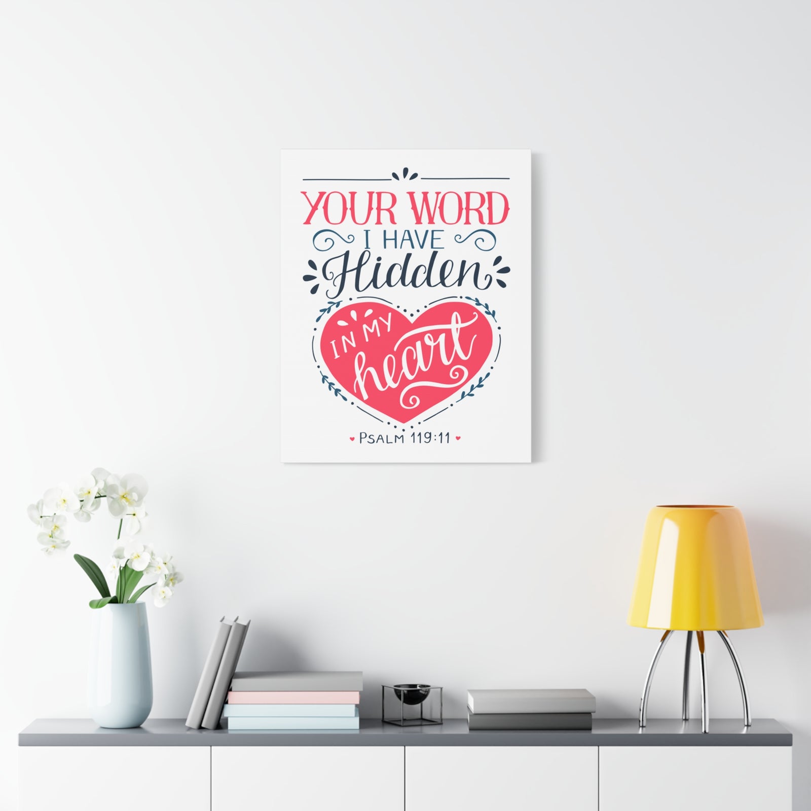 Scripture Canvas In My Heart Psalm 119:11 Christian Wall Art Bible Verse Print Ready to Hang-Express Your Love Gifts