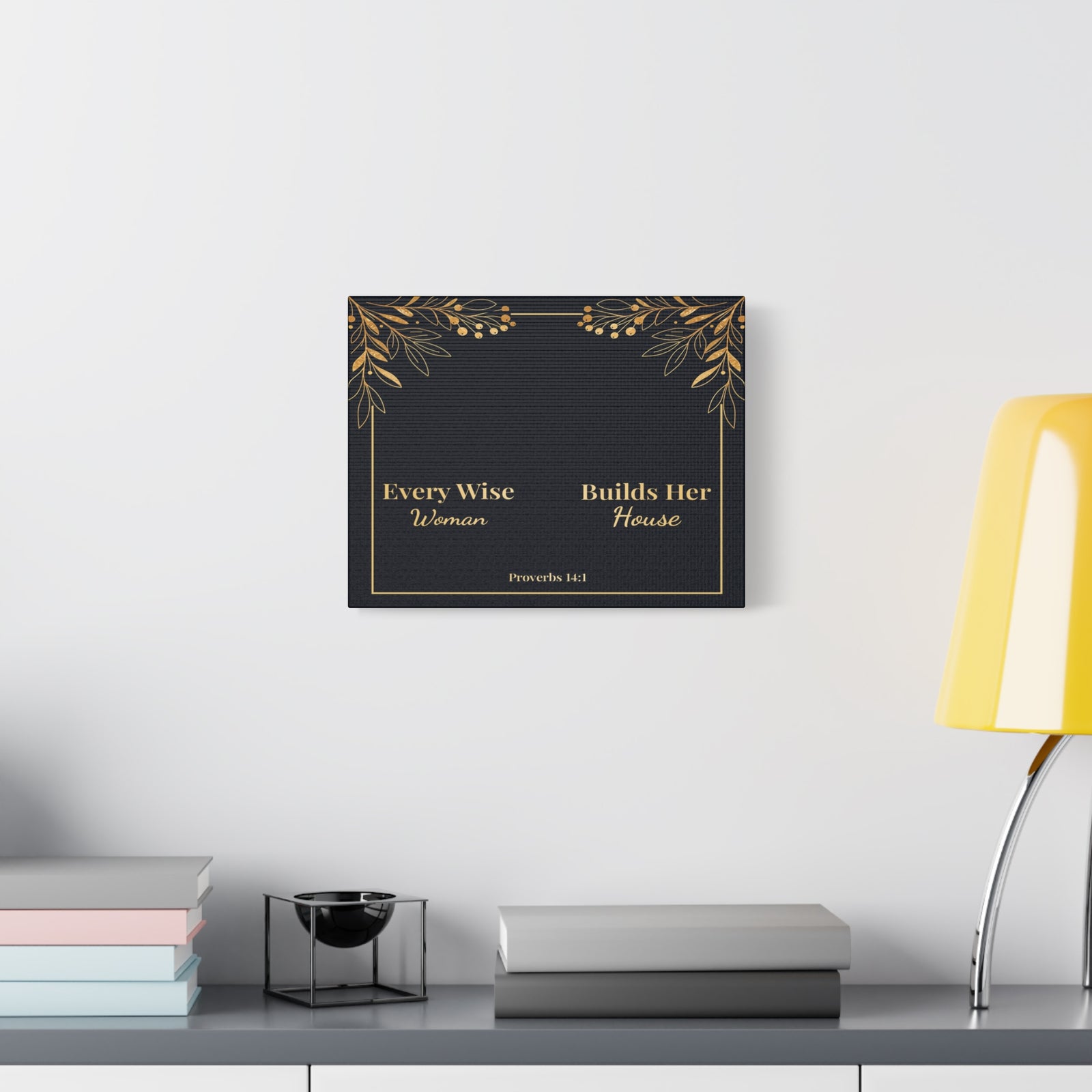 Scripture Walls Proverbs 14:1 Inspirational Wall Art Canvas Bible Verse Canvas Christian Wall Art Ready to Hang Unframed-Express Your Love Gifts