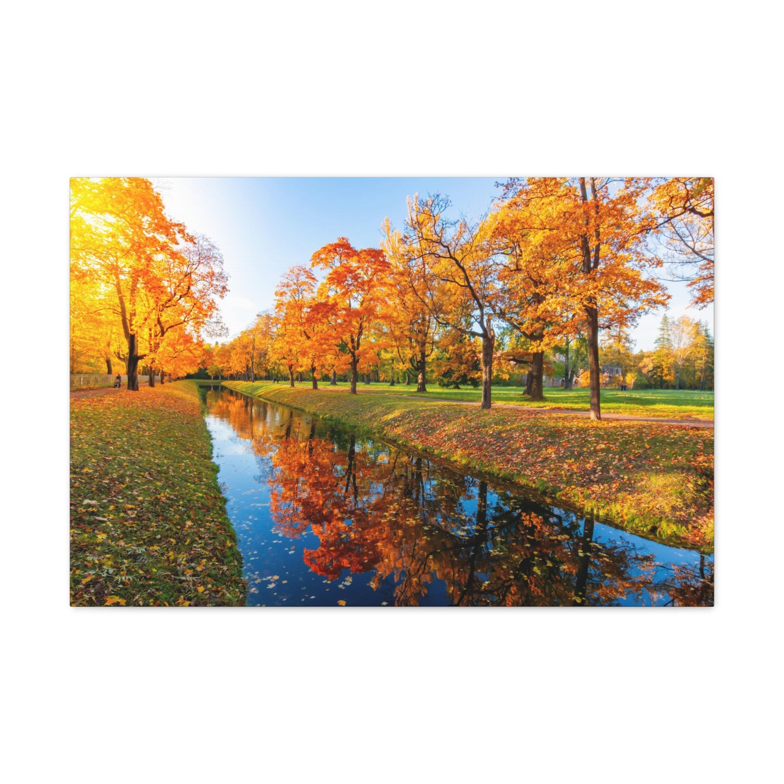 Obvodny Canal in Autumn Forest Floral Nature Photography Canvas Wall Art for Home Decor Ready-to-Hang-Express Your Love Gifts
