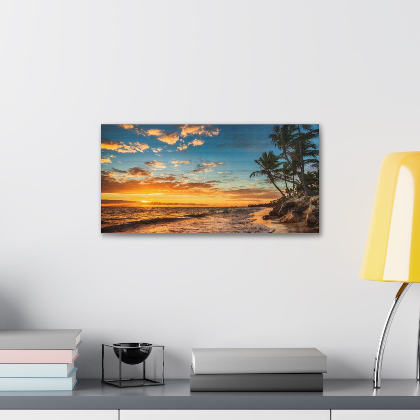Tropical Island Beach Sunrise Ocean Canvas Wall Art for Home Decor Ready-to-Hang-Express Your Love Gifts