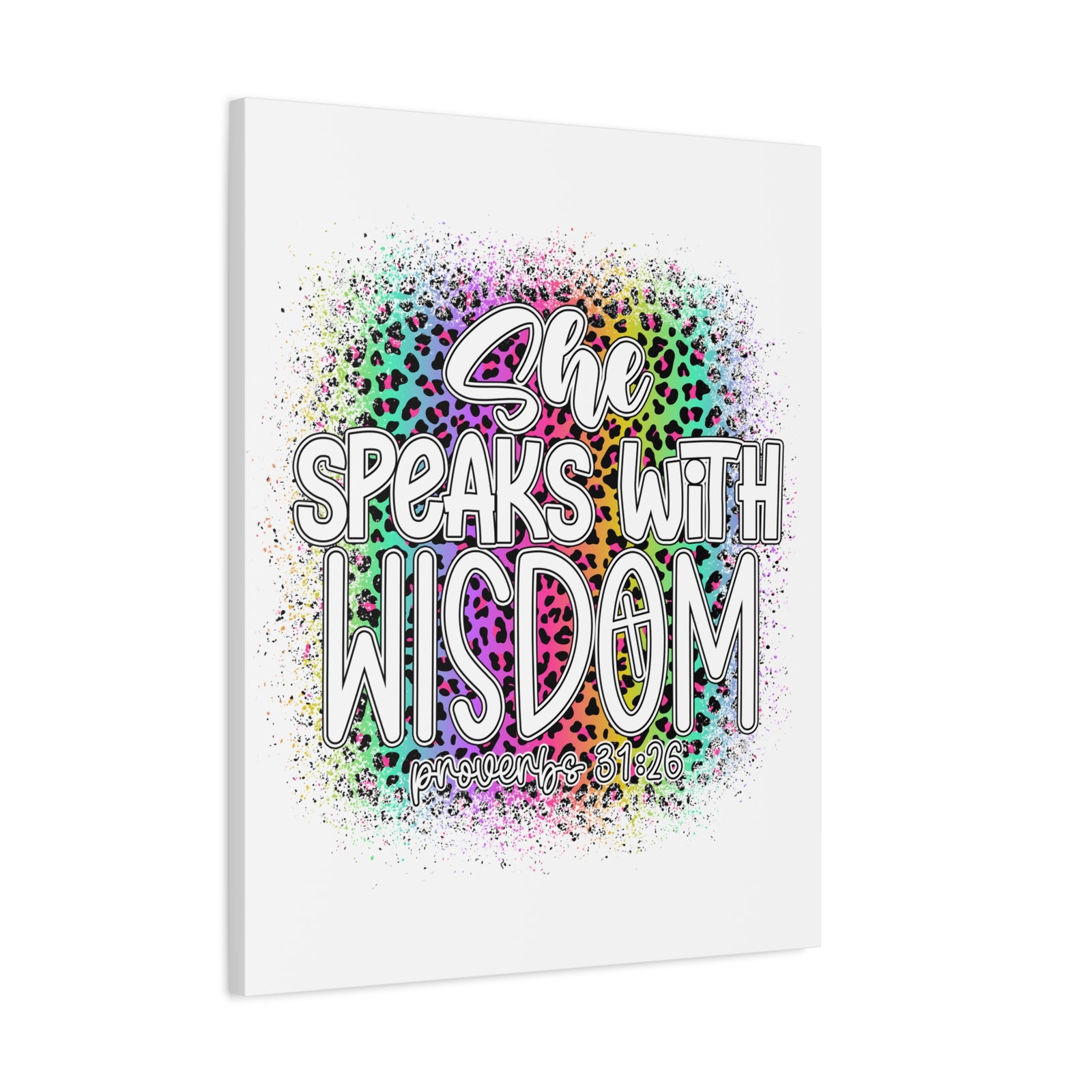 Scripture Walls Proverbs 31:26 She Speaks With Wisdom Colorful Bible Verse Canvas Christian Wall Art Ready to Hang Unframed-Express Your Love Gifts
