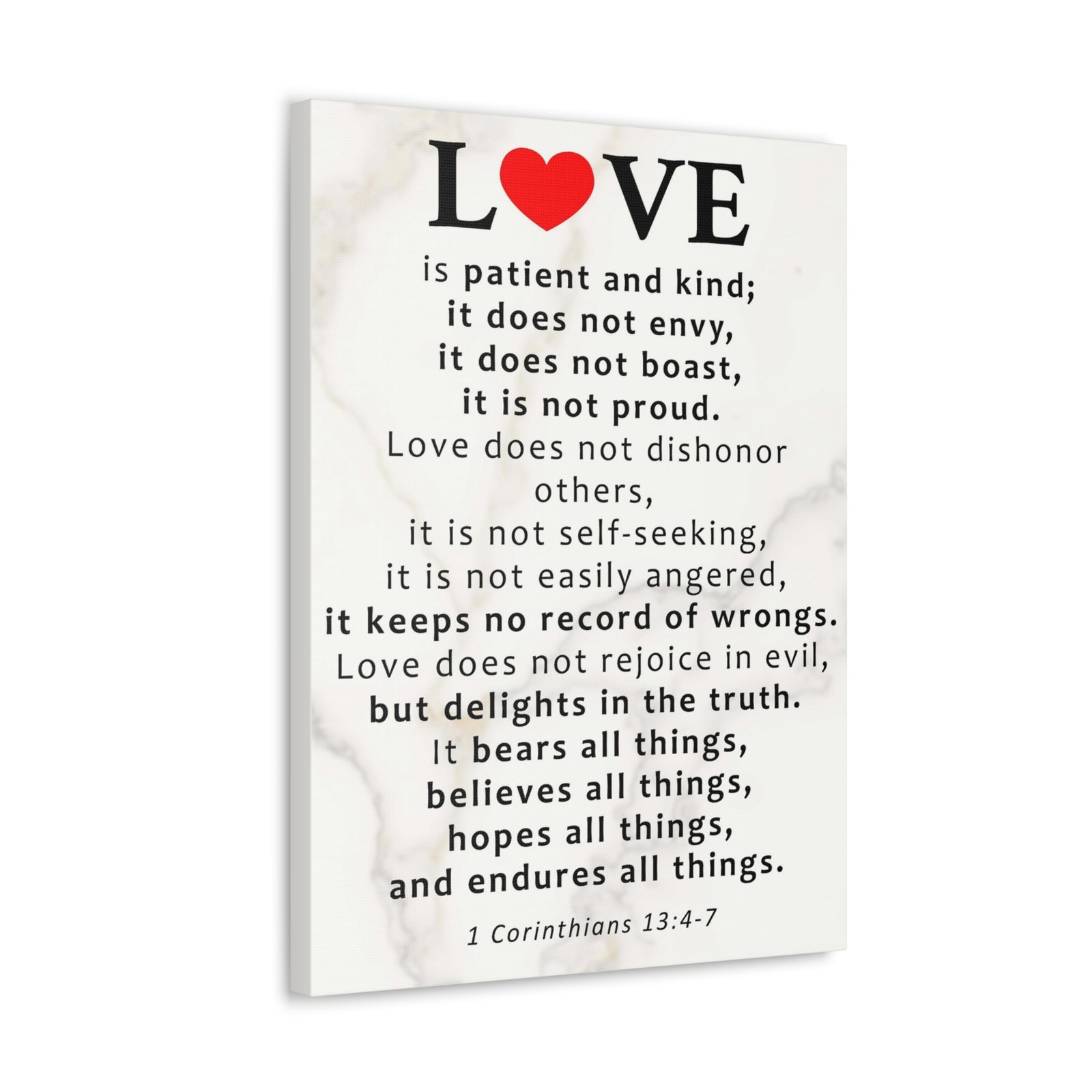 Scripture Walls Love Is Red Heart 1 Corinthians 13:4-7 Bible Verse Canvas Christian Wall Art Ready to Hang Unframed-Express Your Love Gifts