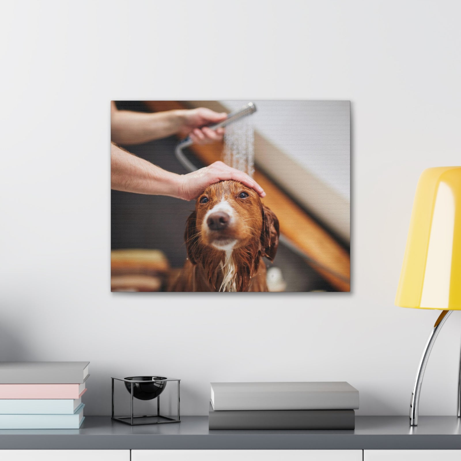 Cute Tolling Retriever Bath Canvas Wall Art for Home Decor Ready-to-Hang-Express Your Love Gifts