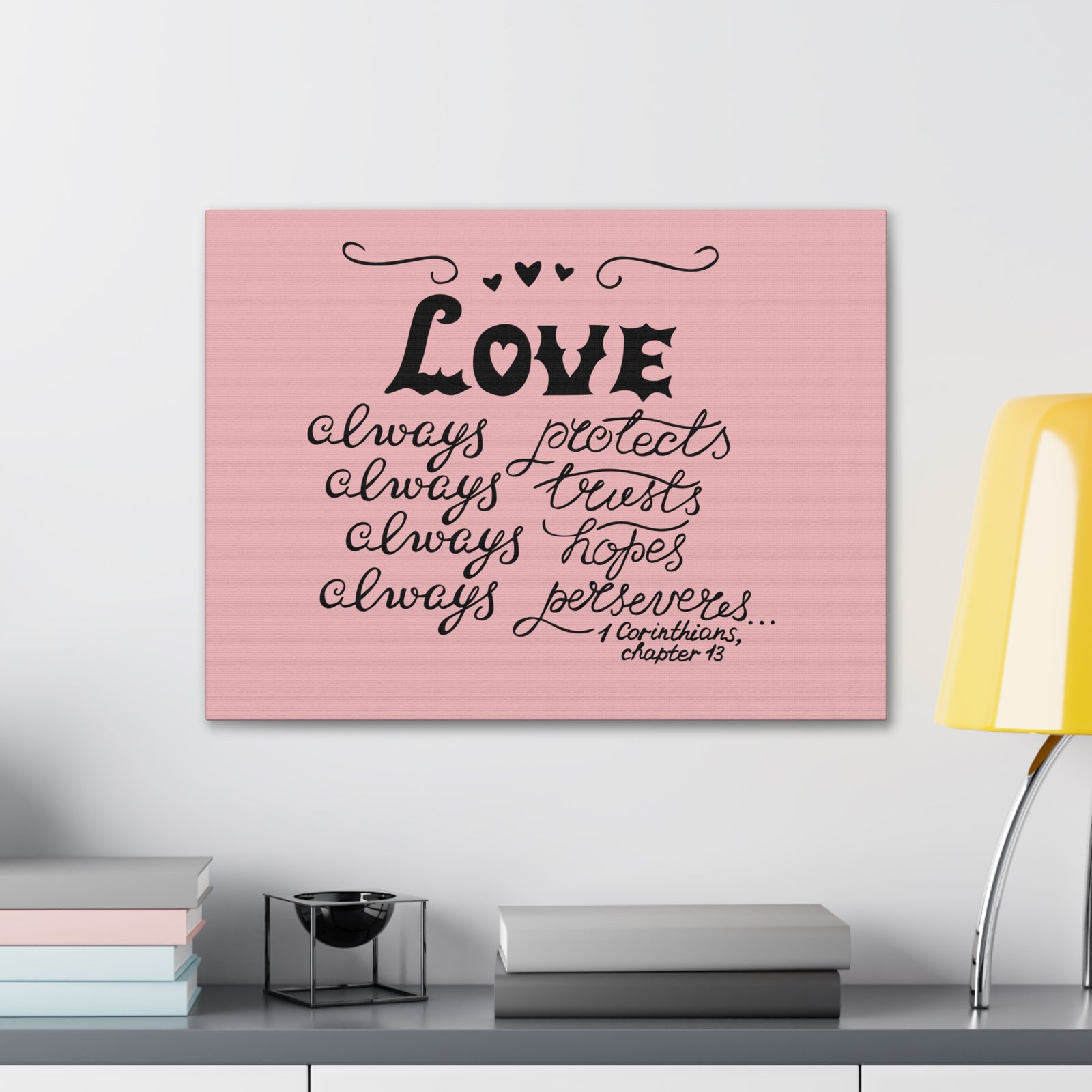 Scripture Canvas Love Always Protects 1 Corinthians Chapter 13 Christian Wall Art Bible Verse Print Ready To Hang-Express Your Love Gifts