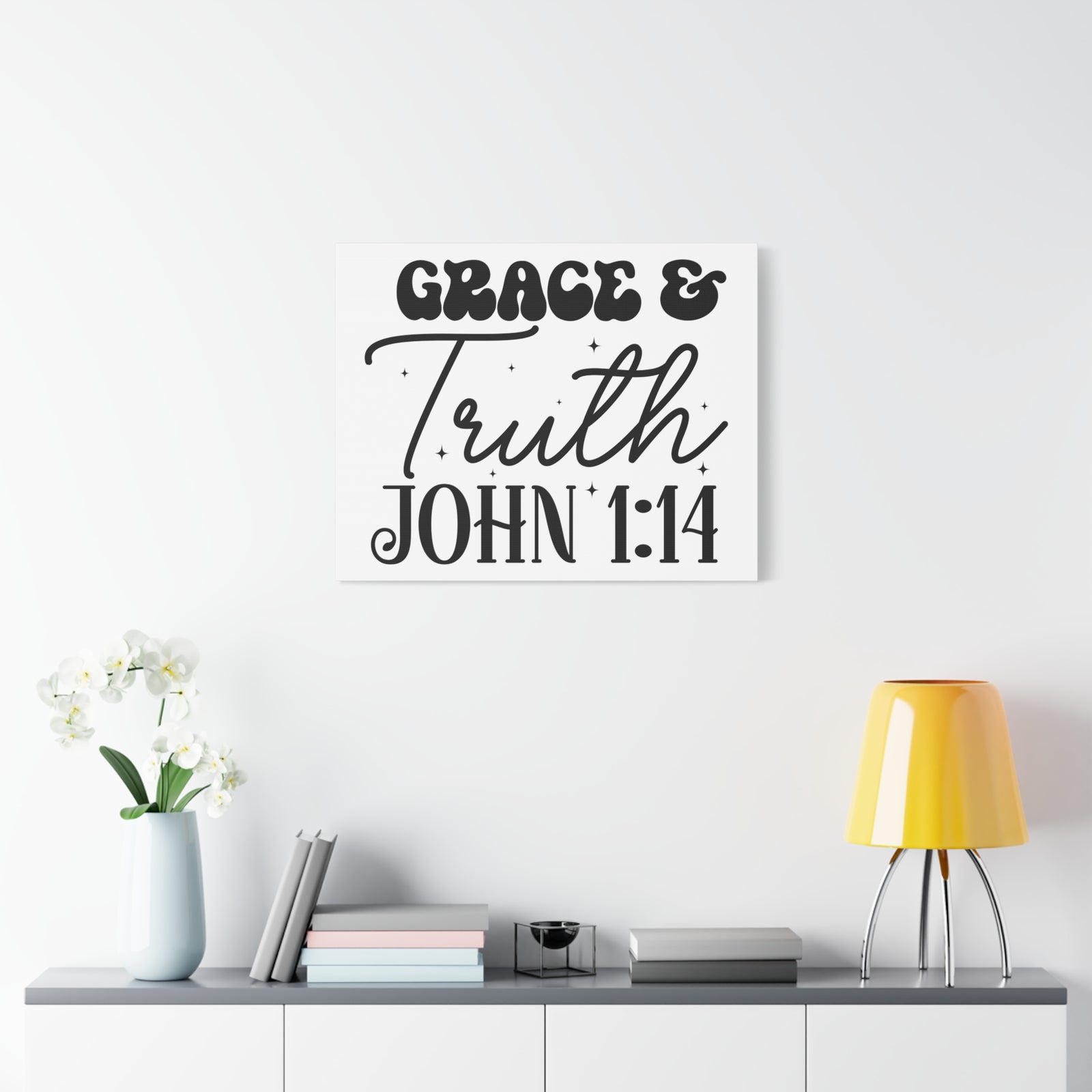 Scripture Walls John 1:14 Grace and Truth Bible Verse Canvas Christian Wall Art Ready to Hang Unframed-Express Your Love Gifts