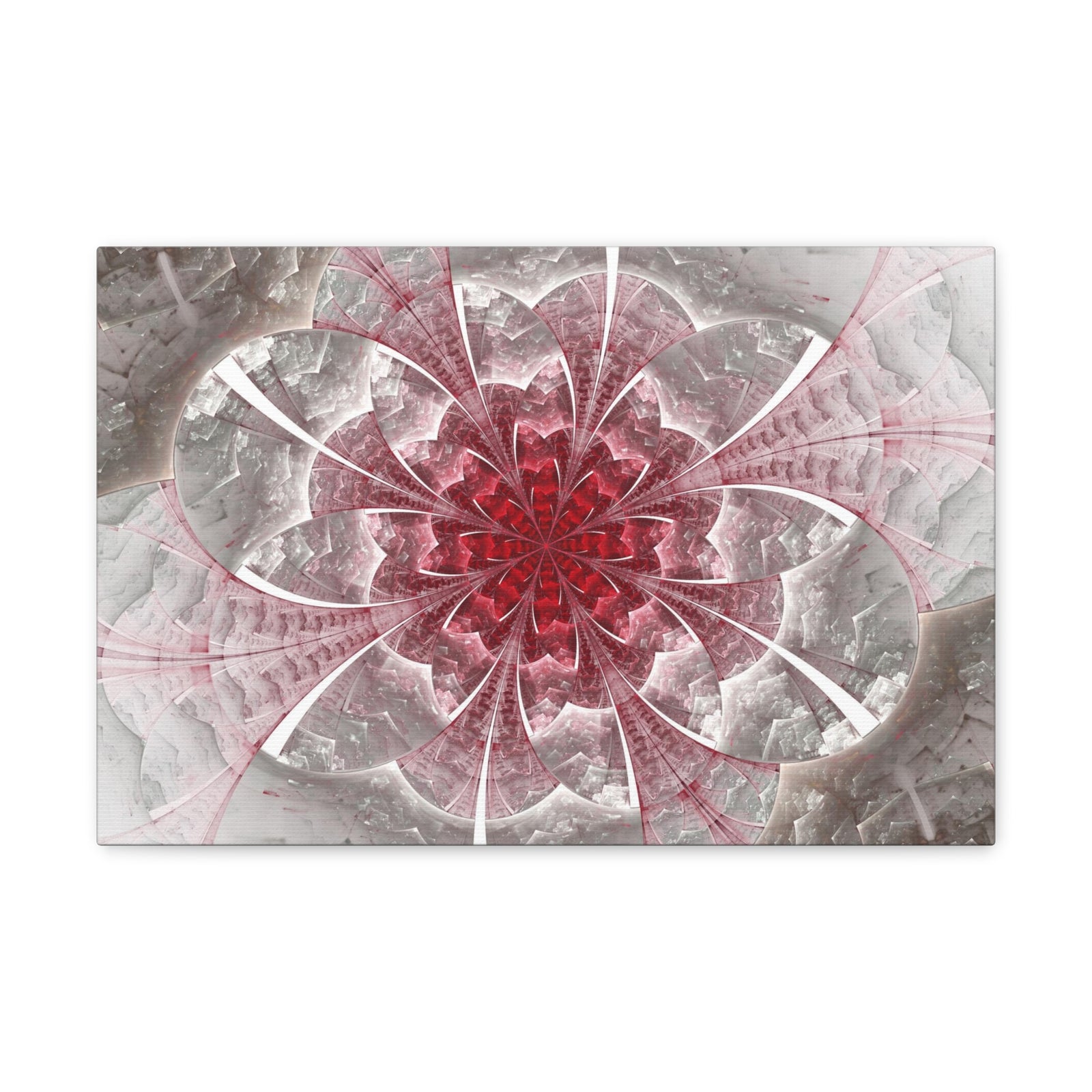 Fractal Flower In Red Stained Glass Canvas Wall Art for Home Decor Ready-to-Hang-Express Your Love Gifts