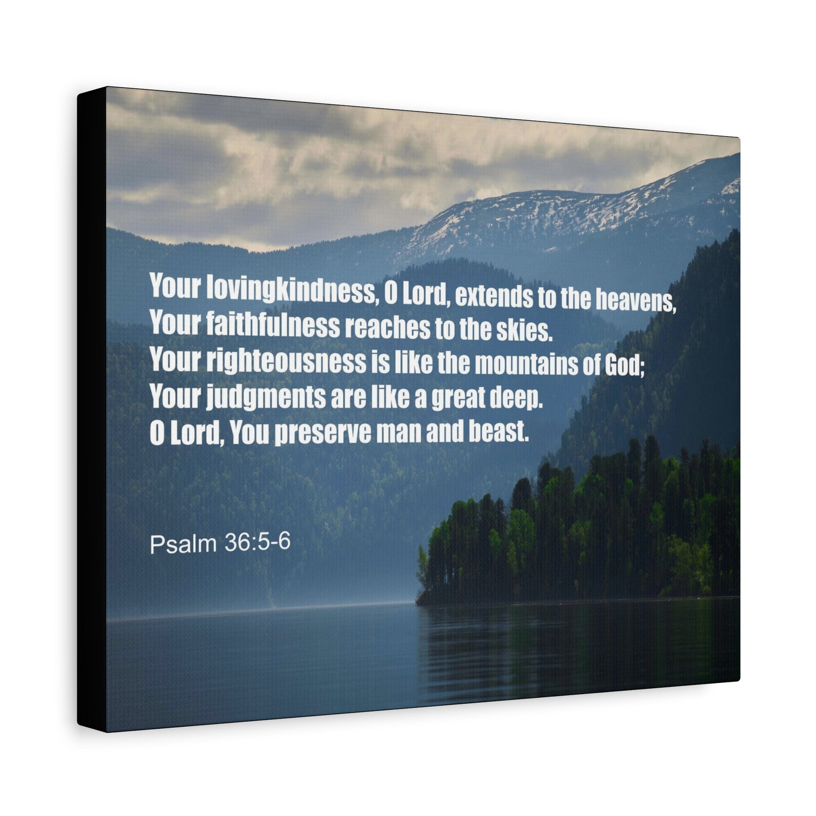 Scripture Canvas Your Lovingkindness Psalm 36:5-6 Christian Wall Art Bible Verse Print Ready to Hang-Express Your Love Gifts