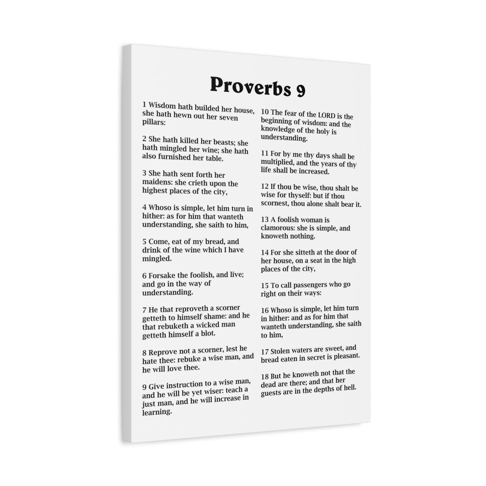 Scripture Walls Proverbs Chapter 9 White Bible Canvas Christian Wall Art Ready to Hang Unframed-Express Your Love Gifts