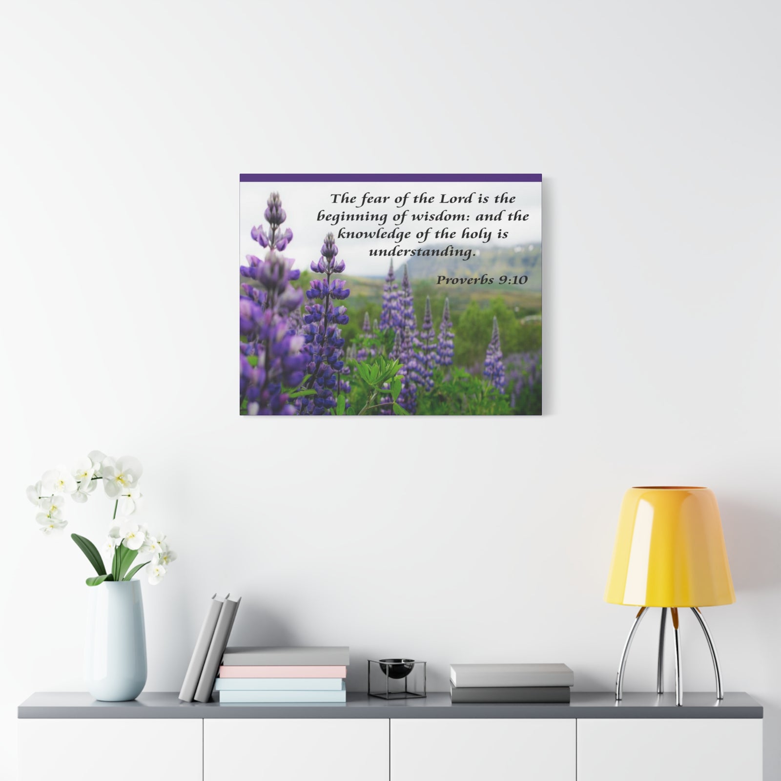Bible Verse Canvas The Fear of The Lord Proverbs 9:10 Christian Home Décor Wall Art Scripture Ready to Hang Faith Print-Express Your Love Gifts