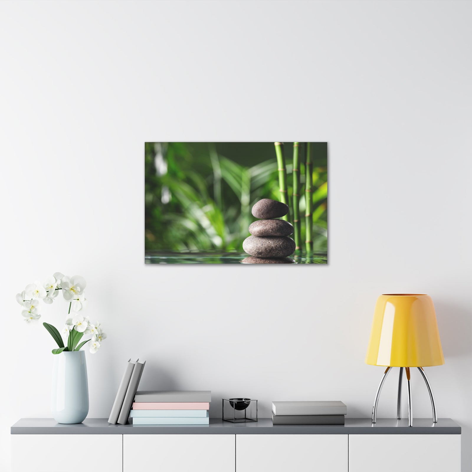Stacked Stones on Water Forest Floral Nature Photography Canvas Wall Art for Home Decor Ready-to-Hang-Express Your Love Gifts