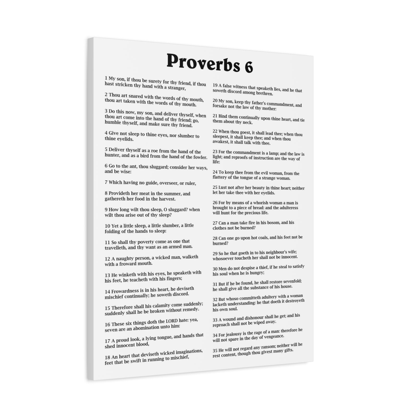 Scripture Walls Proverbs Chapter 6 White Bible Canvas Christian Wall Art Ready to Hang Unframed-Express Your Love Gifts