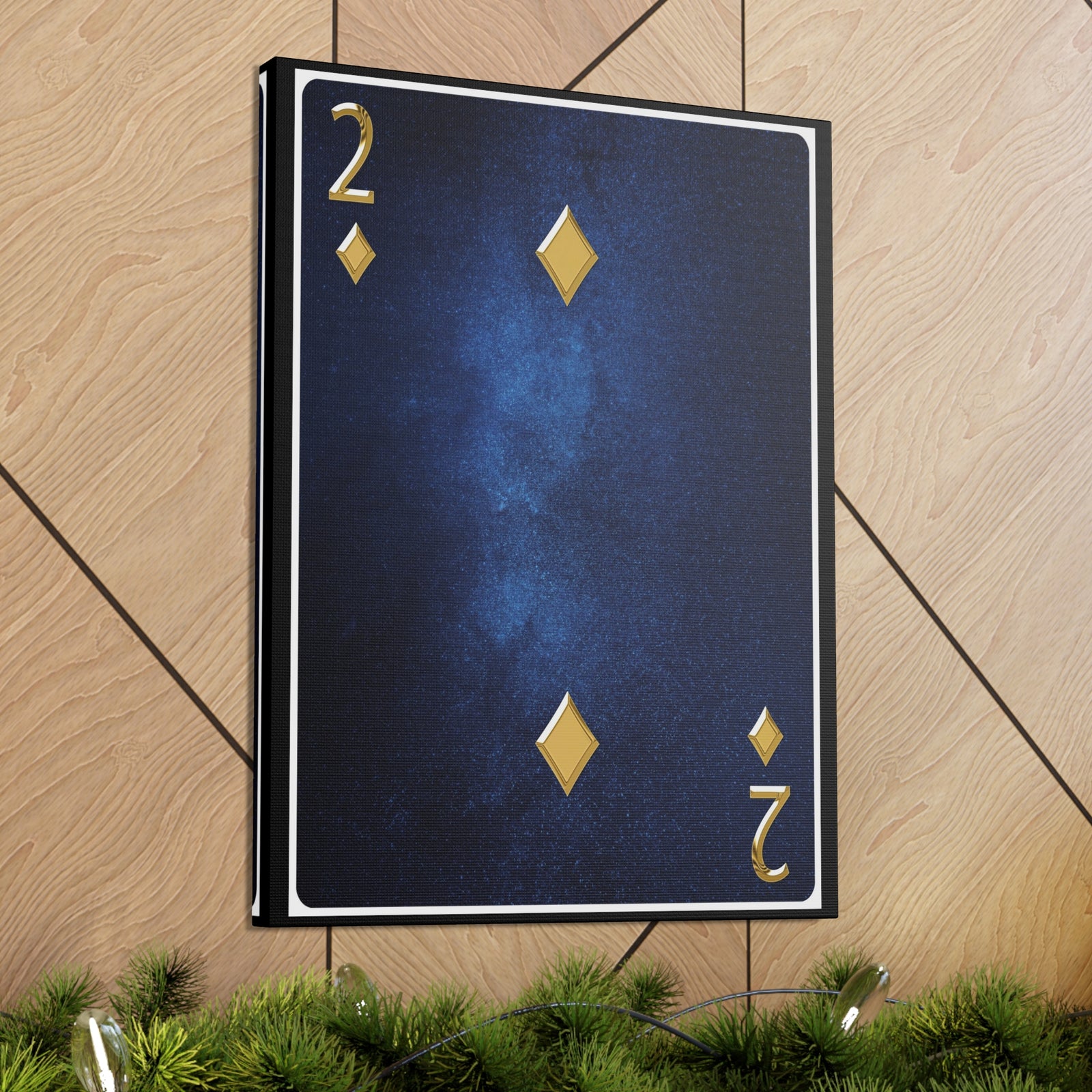 Two Of Diamonds Space Background Playing Card Canvas Wall Art for Home Decor Ready-to-Hang-Express Your Love Gifts