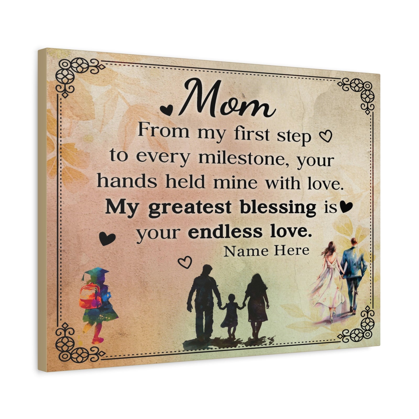 Personalized To Mom My Greatest Blessing is You Inspirational Quote – Elegant Home Décor-Express Your Love Gifts