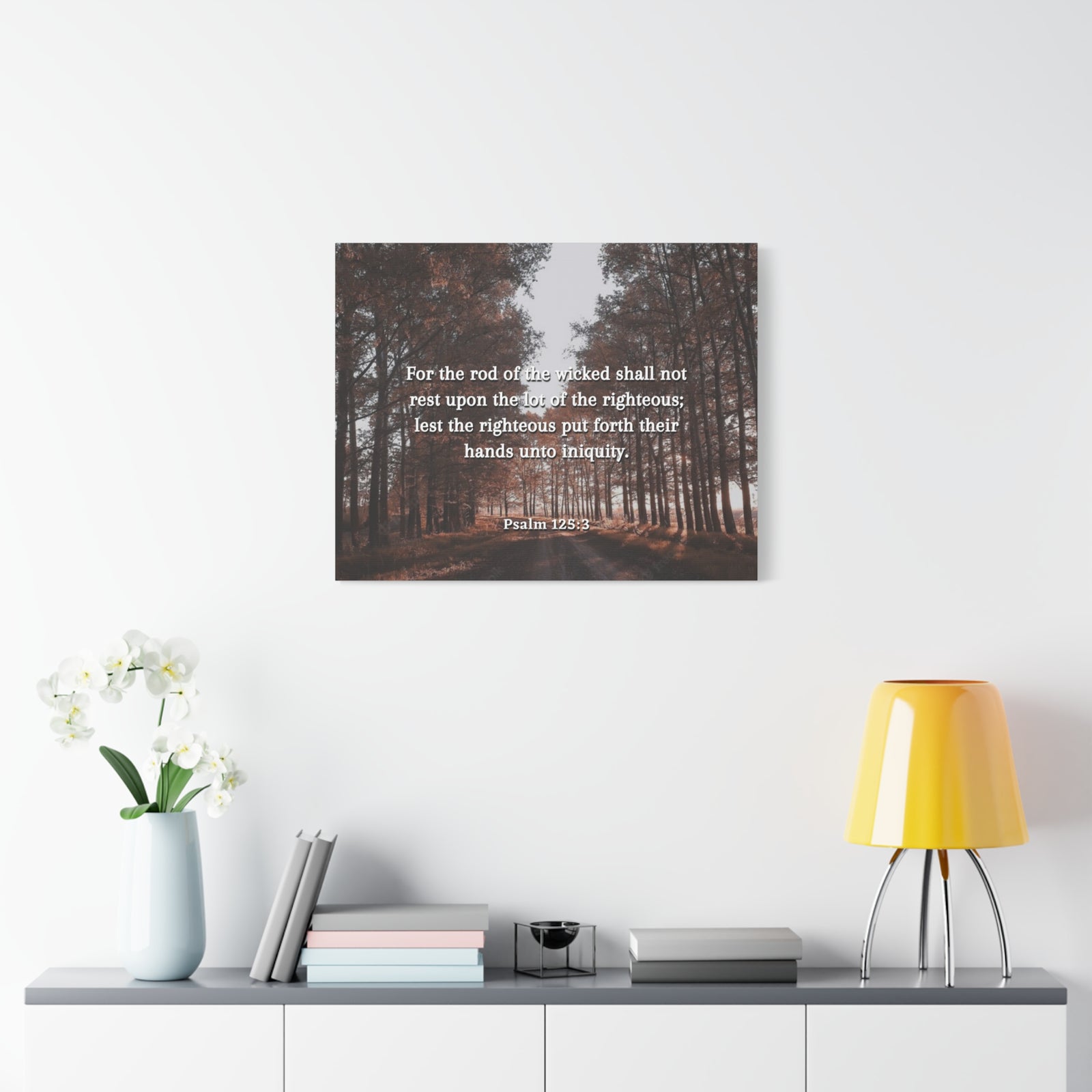 Scripture Canvas Righteous Psalm 125:3 Christian Wall Art Bible Verse Print Ready to Hang-Express Your Love Gifts