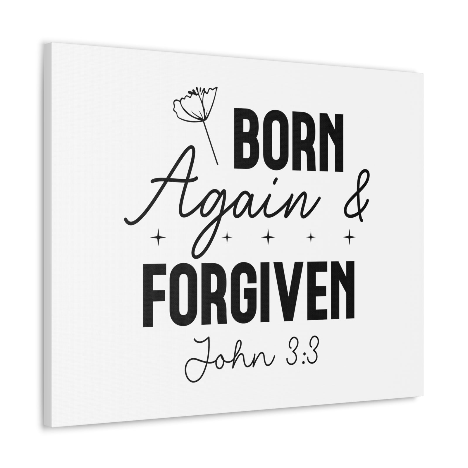 Scripture Walls John 3:3 Born Again and Forgiven Bible Verse Canvas Christian Wall Art Ready to Hang Unframed-Express Your Love Gifts