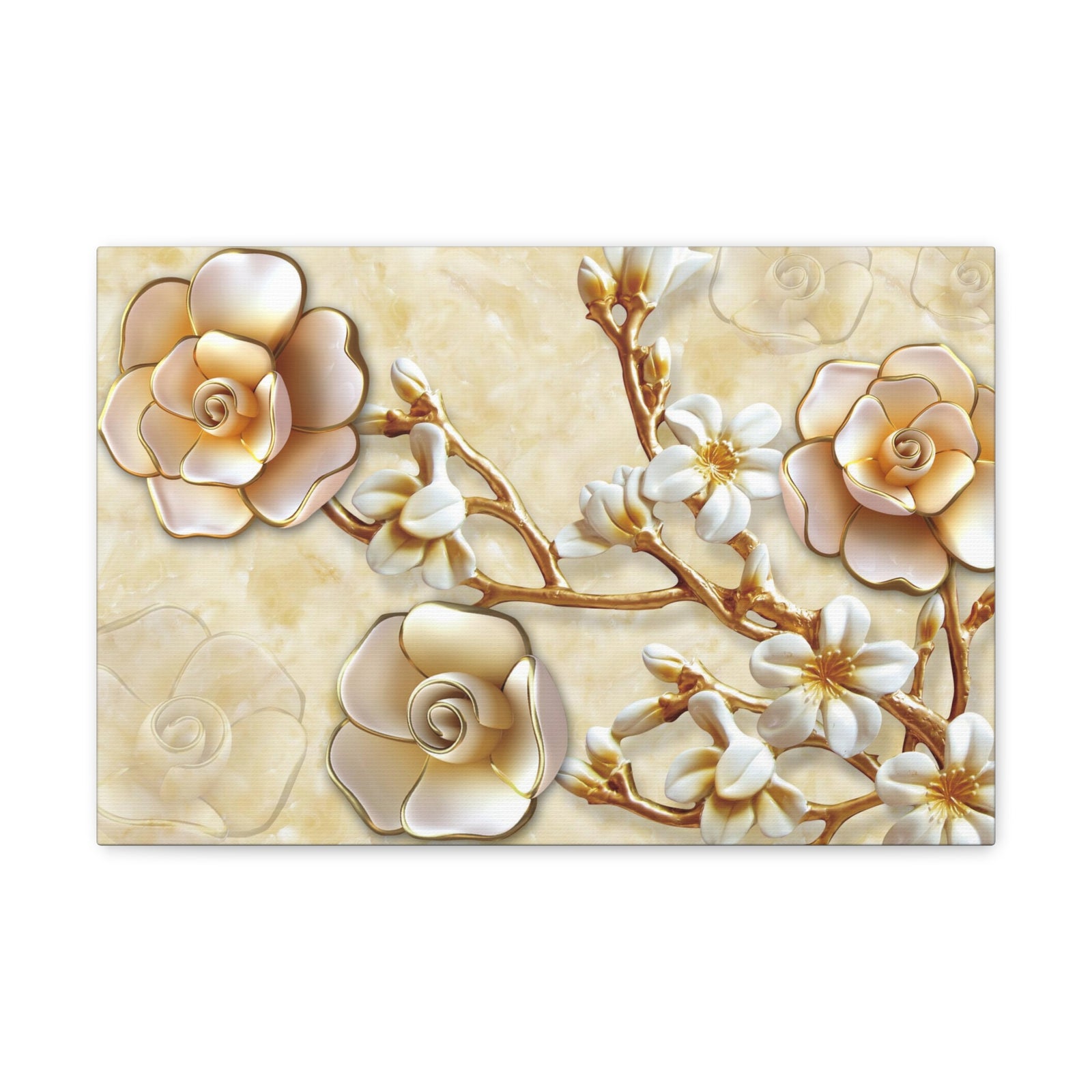 Yellow Flowers 3D Flower Canvas Wall Art for Home Decor Ready-to-Hang-Express Your Love Gifts