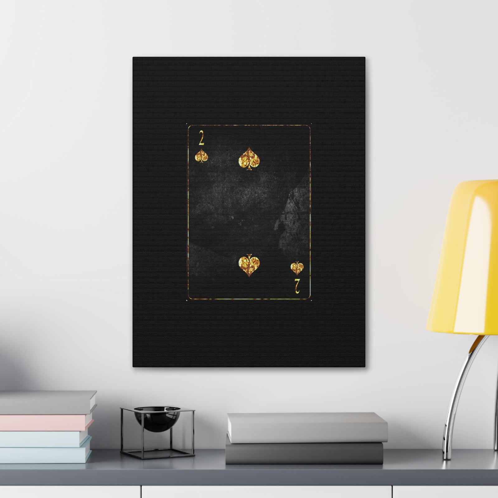 Two Of Spades Grunge Card Playing Card Canvas Wall Art for Home Decor Ready-to-Hang-Express Your Love Gifts