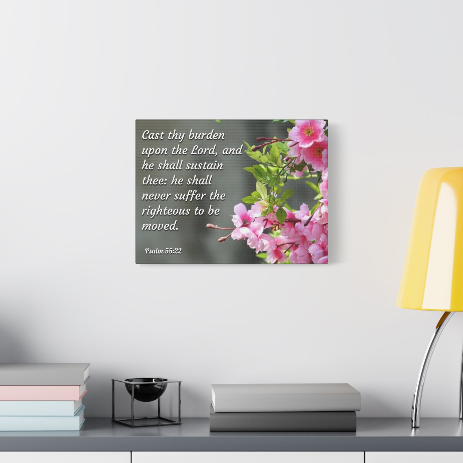 Scripture Canvas Upon The Lord Psalm 55:22 Christian Wall Art Bible Verse Print Ready to Hang-Express Your Love Gifts