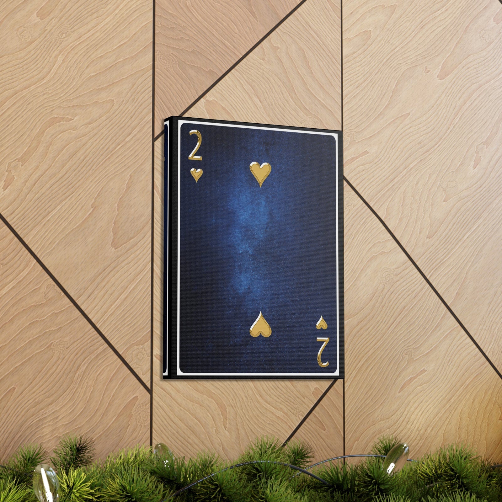 Two Of Hearts Space Background Playing Card Canvas Wall Art for Home Decor Ready-to-Hang-Express Your Love Gifts