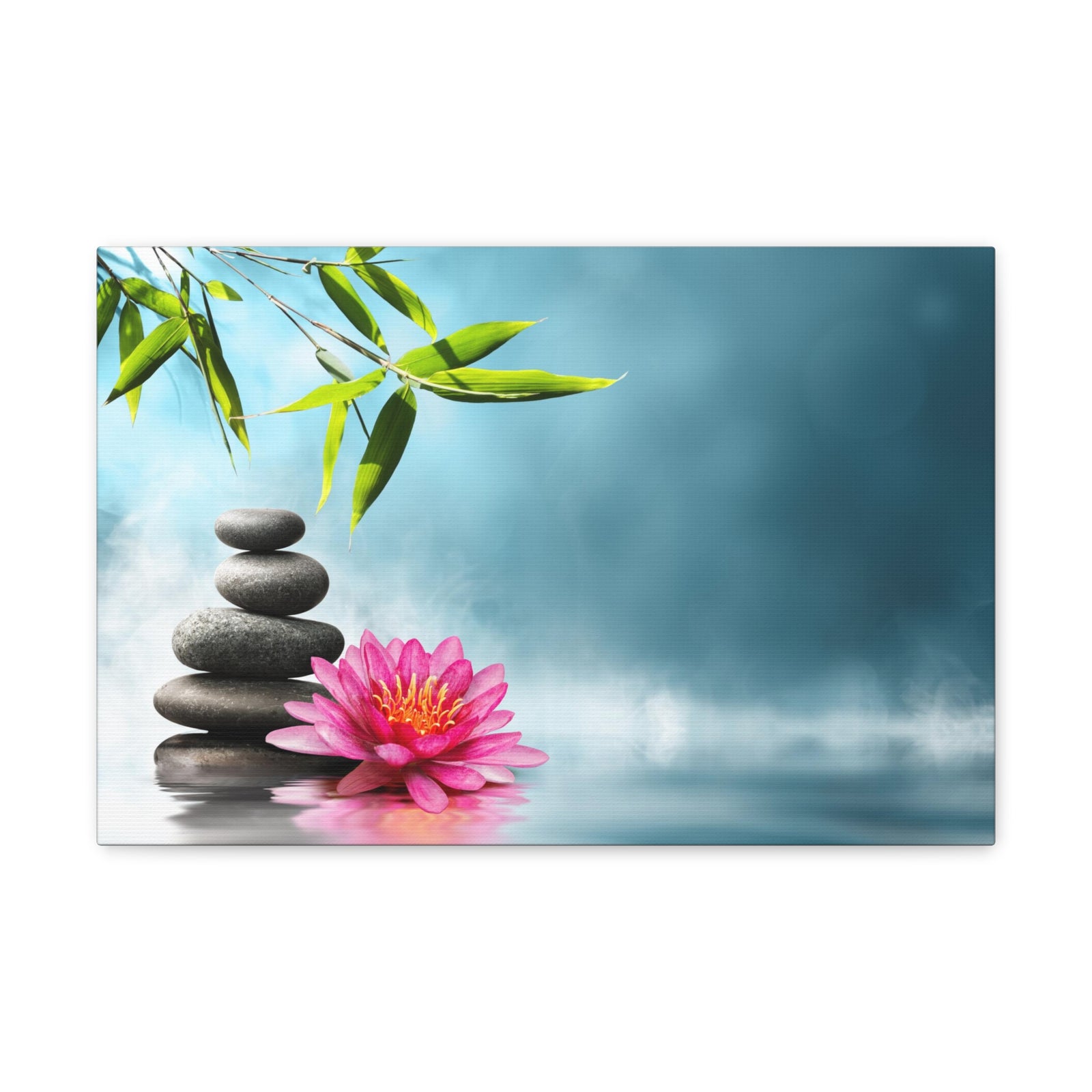 Waterlily with Stones Forest Floral Nature Photography Canvas Wall Art for Home Decor Ready-to-Hang-Express Your Love Gifts