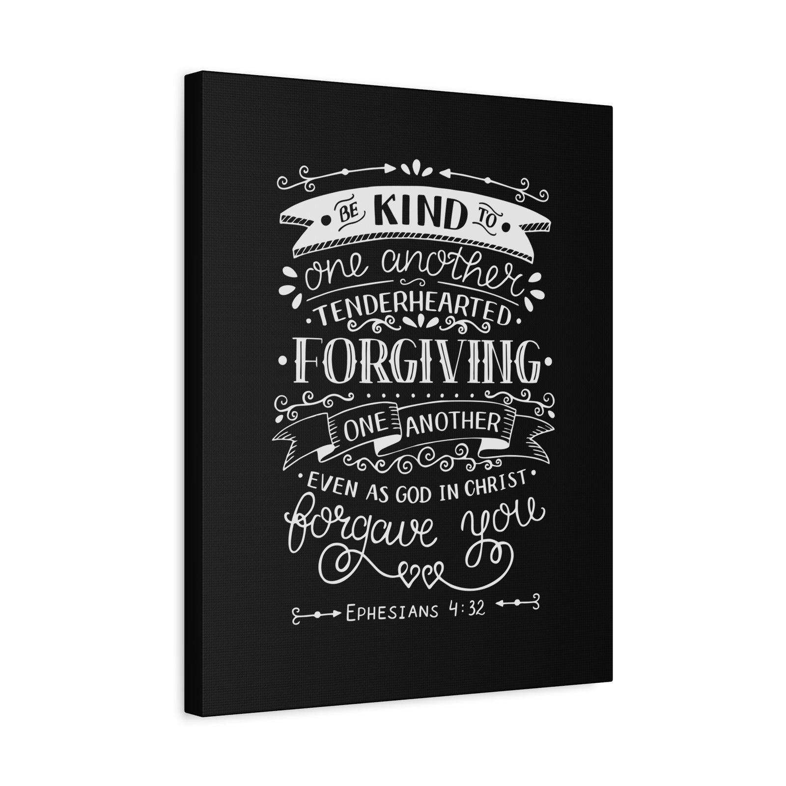 Scripture Canvas Tenderhearted Black Ephesians 4:32 Christian Wall Art Bible Verse Print Ready to Hang-Express Your Love Gifts