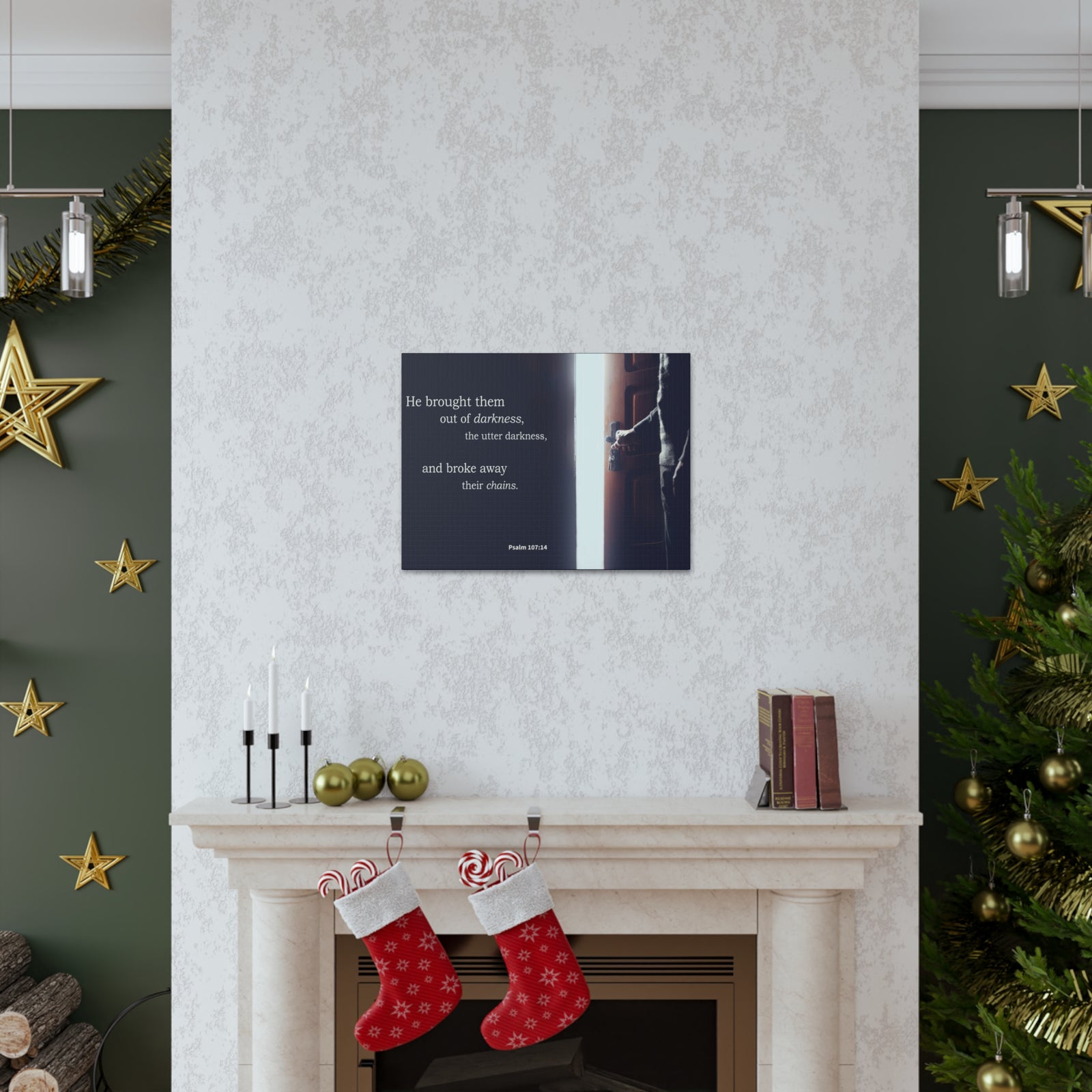 Scripture Walls He Brought Them Psalm 107:14 Bible Verse Canvas Christian Wall Art Ready to Hang-Express Your Love Gifts