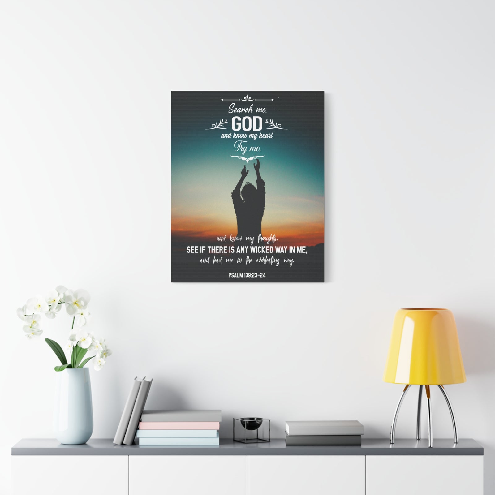 Scripture Canvas The Everlasting Way Psalm 139:23-24 Christian Wall Art Bible Verse Print Ready to Hang-Express Your Love Gifts