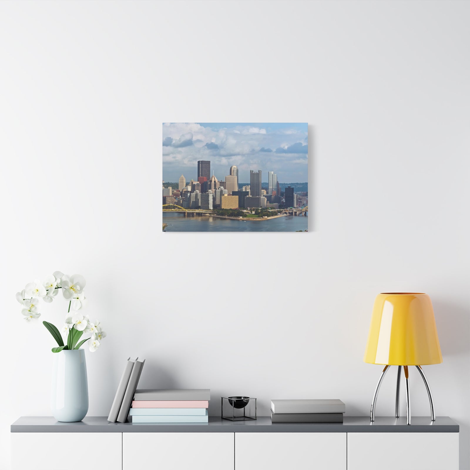 Pittsburgh Daytime Skyline Canvas Artwork High-Quality Breathtaking Stunning Cityscape for Home Decor Ready to Hang-Express Your Love Gifts