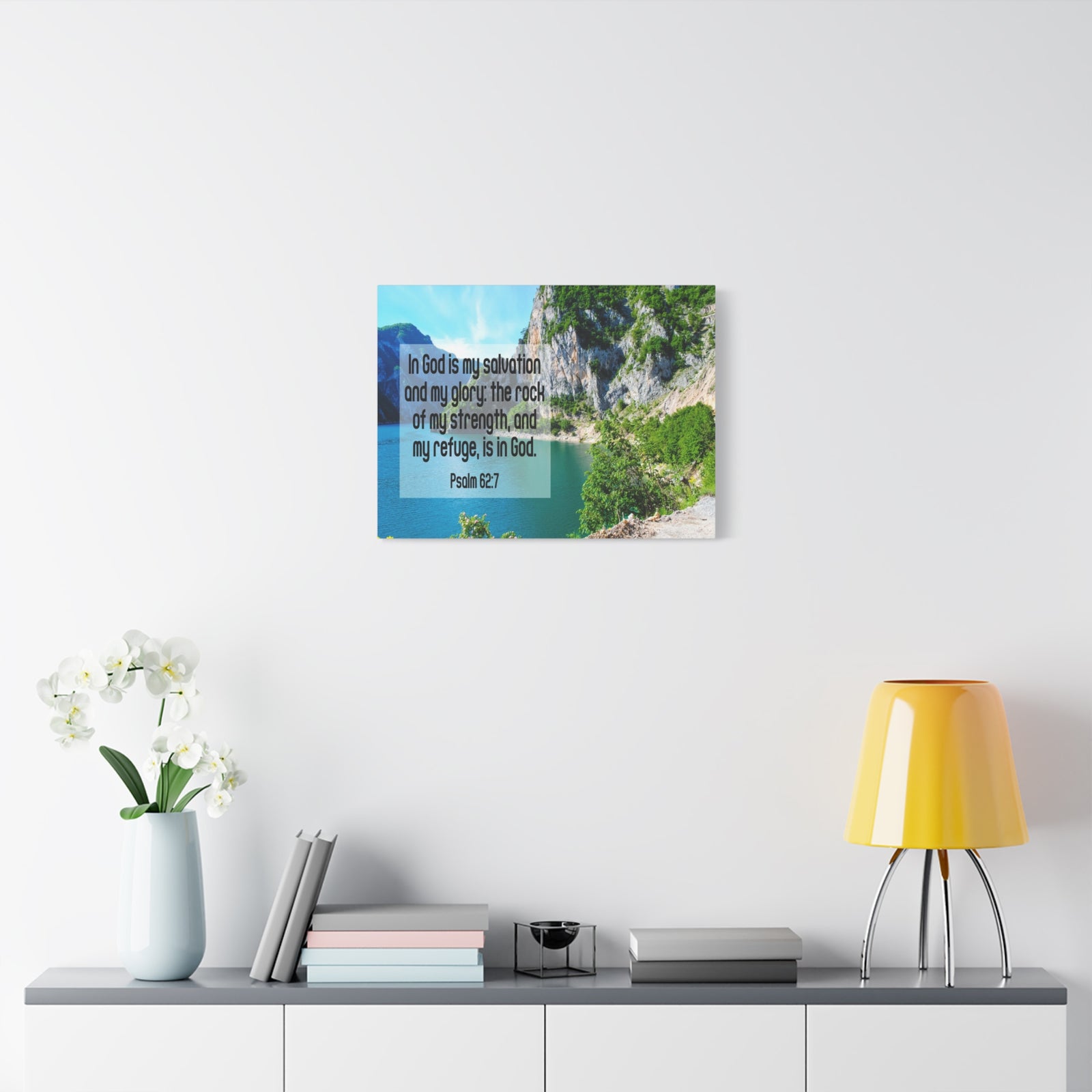 Scripture Canvas In God is My Salvation Psalm 62:7 Christian Wall Art Bible Verse Print Ready to Hang-Express Your Love Gifts