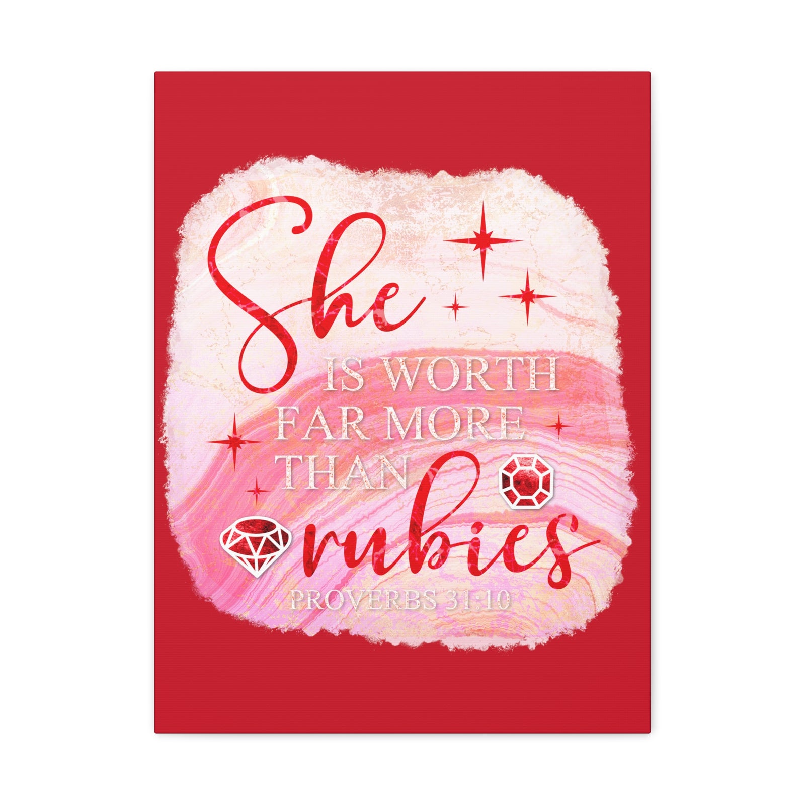 Scripture Walls Proverbs 31:10 Rubies Bible Verse Canvas Christian Wall Art Ready to Hang Unframed-Express Your Love Gifts