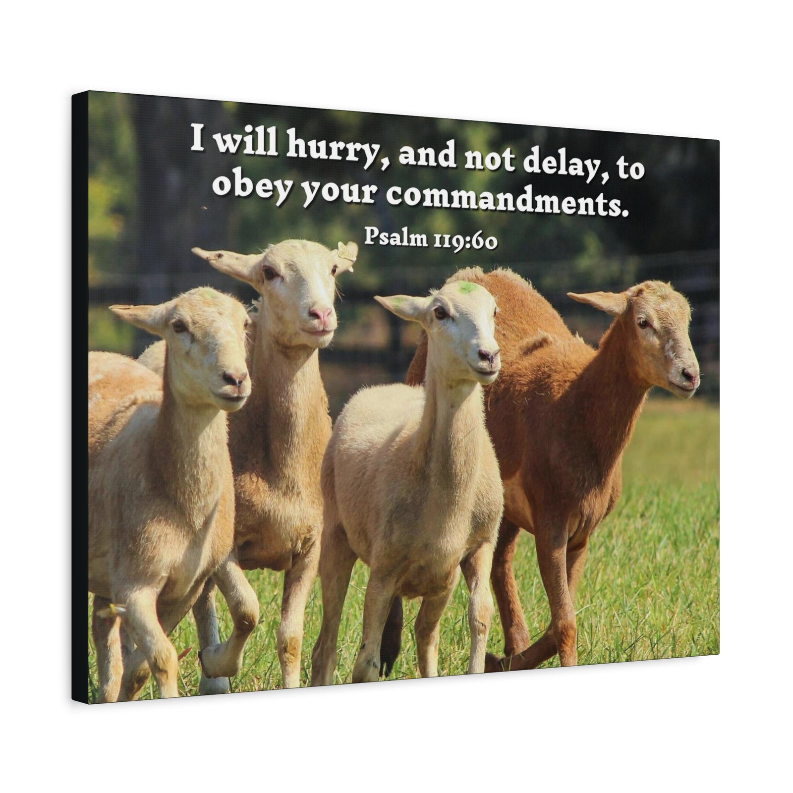 Scripture Canvas Obey Your Commandments Psalm 119:60 Christian Wall Art Bible Verse Print Ready to Hang-Express Your Love Gifts