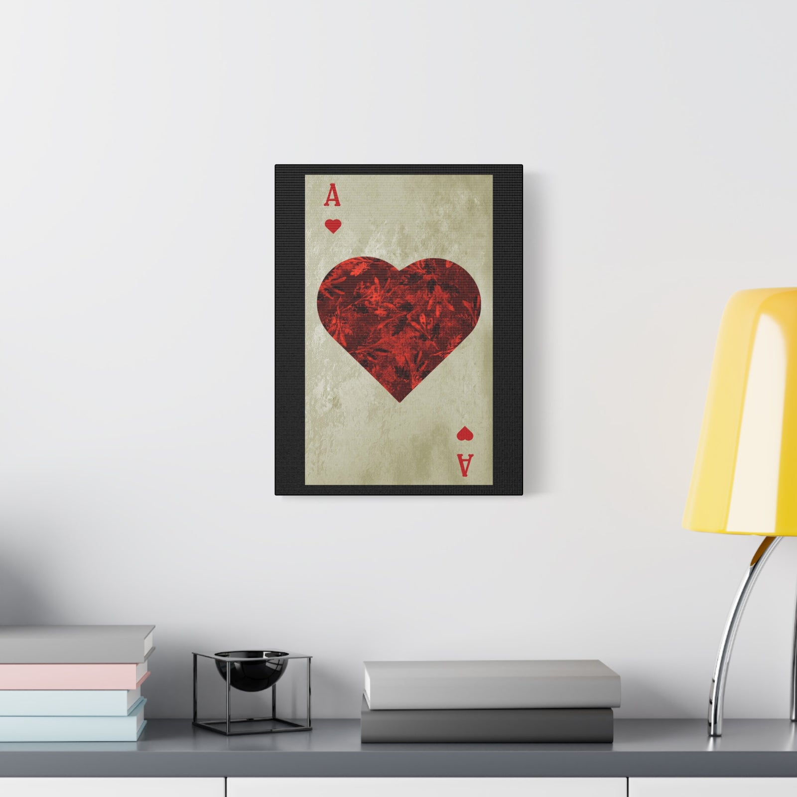 Ace Of Hearts Playing Card Canvas Wall Art for Home Decor Ready-to-Hang-Express Your Love Gifts