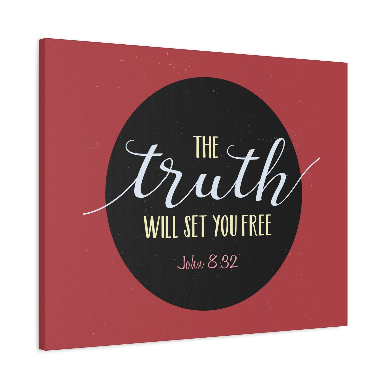 Scripture Canvas The Truth Red John 8:32 Christian Wall Art Bible Verse Print Ready to Hang-Express Your Love Gifts