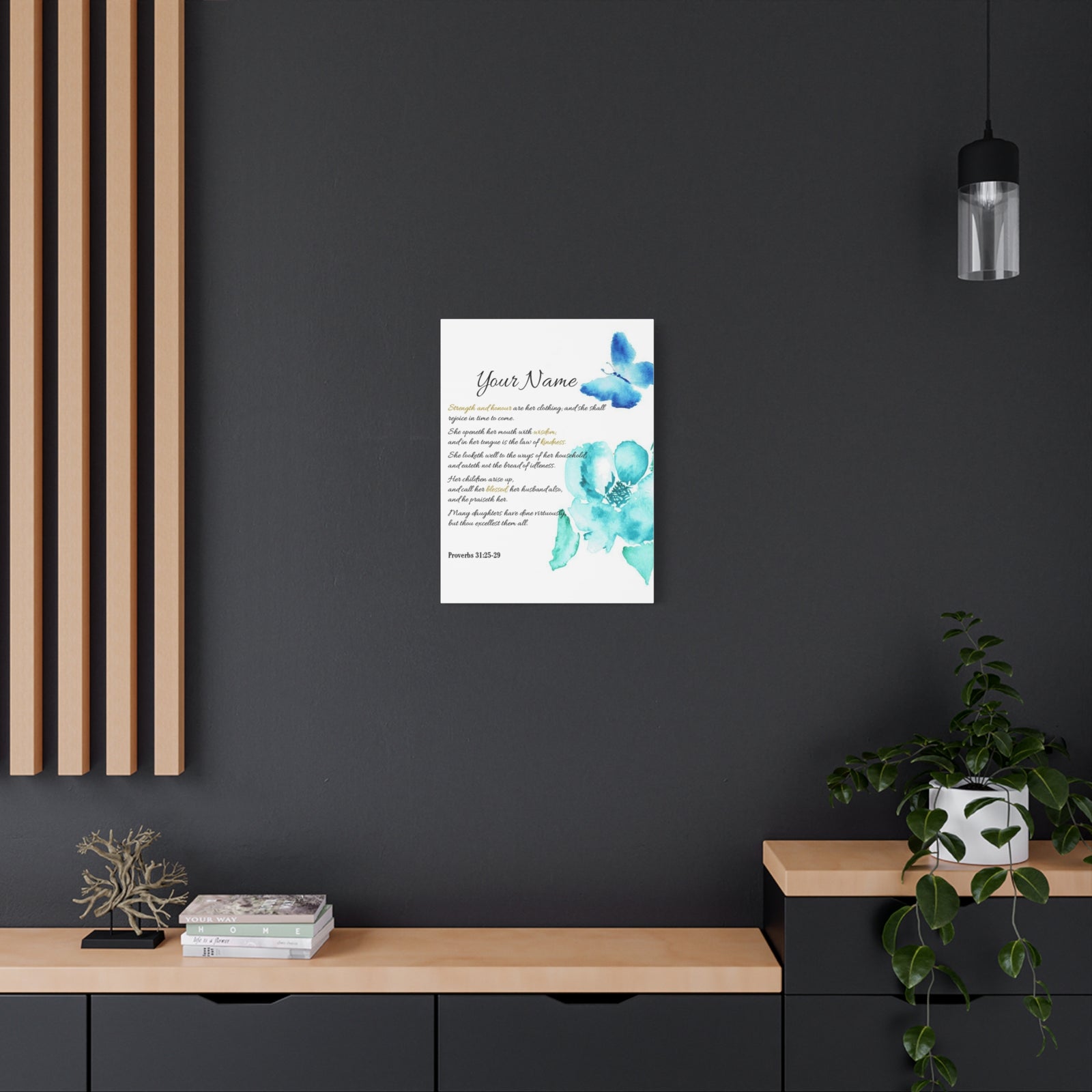 Personalized She is Strong Proverbs 31:25-29 Bible Chapter Canvas Christian Wall Art Ready to Hang-Express Your Love Gifts