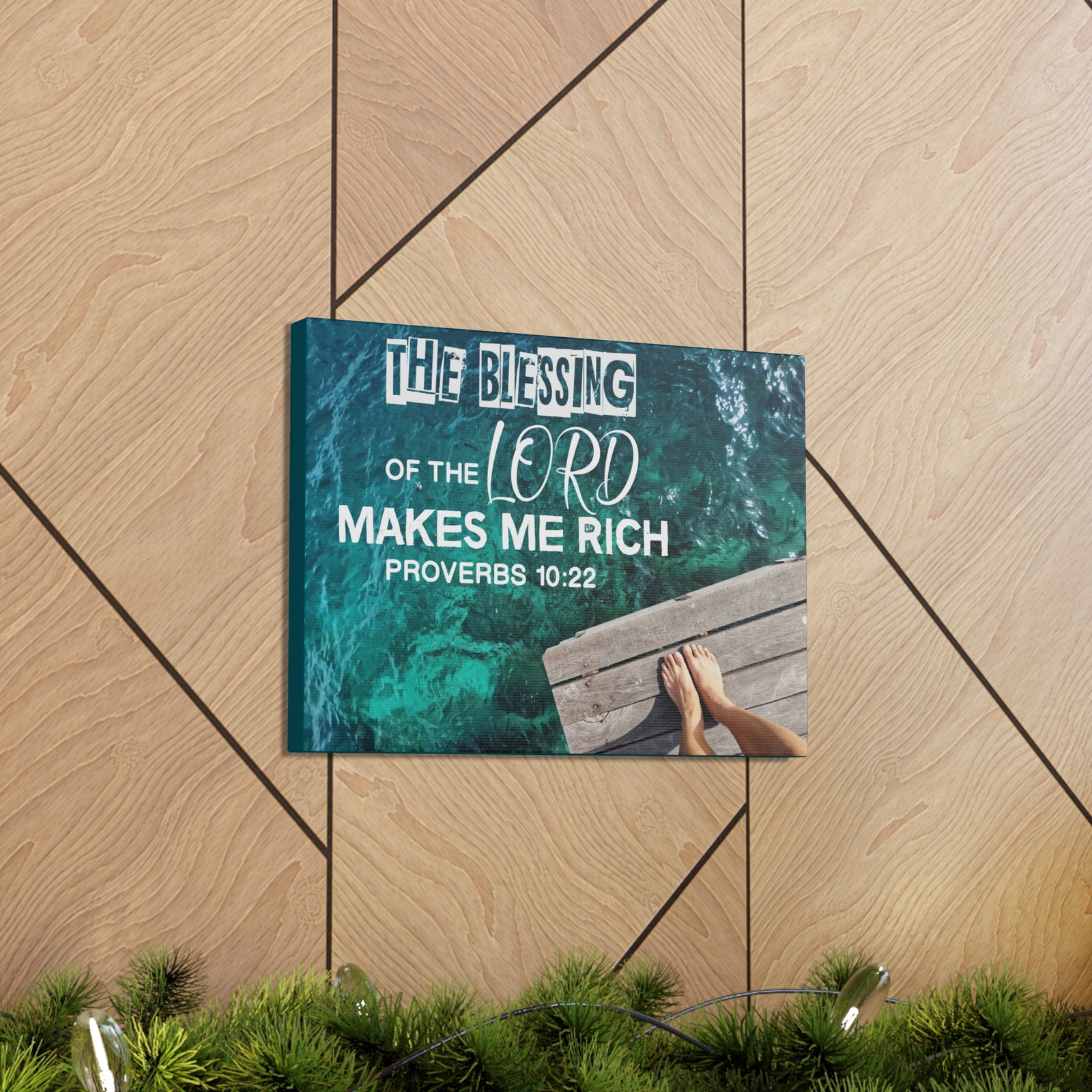 Scripture Canvas The Blessing of The Lord Proverbs 10:22 Wall Art Bible Verse Print Ready to Hang-Express Your Love Gifts