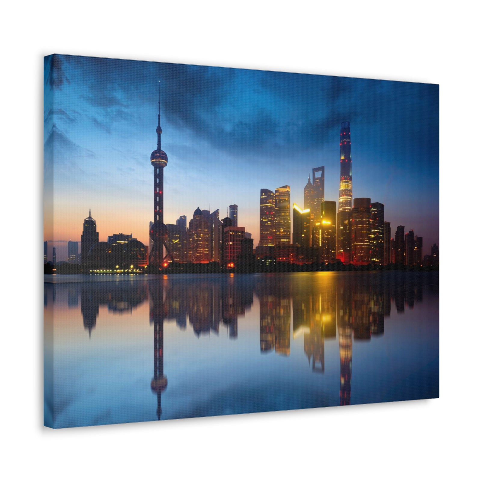 Shanghai Night Skyline Canvas Artwork High-Quality Breathtaking Stunning Cityscape for Home Decor Ready to Hang-Express Your Love Gifts