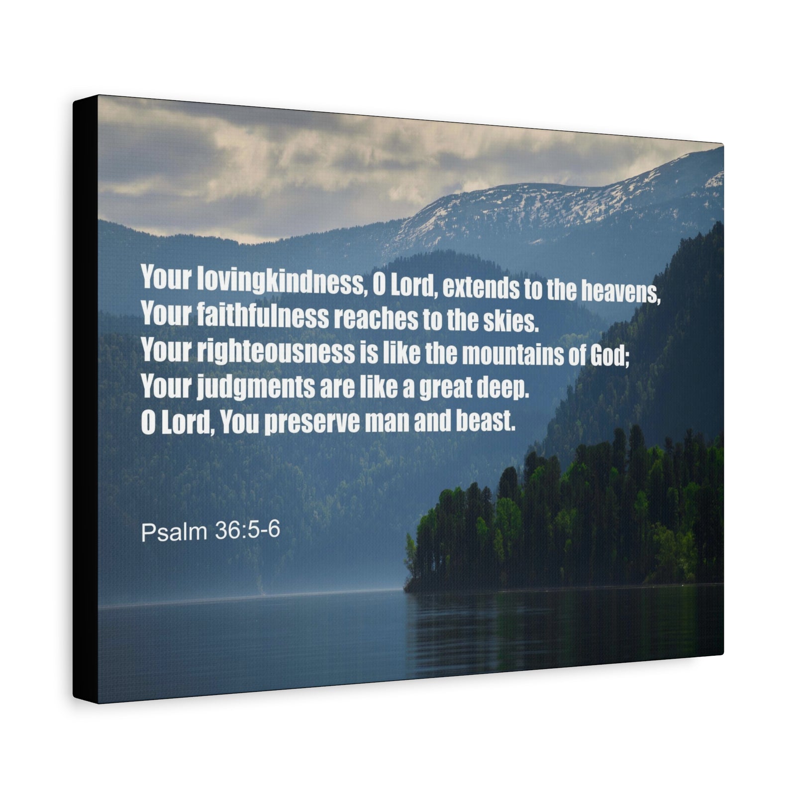 Scripture Canvas Your Lovingkindness Psalm 36:5-6 Christian Wall Art Bible Verse Print Ready to Hang-Express Your Love Gifts