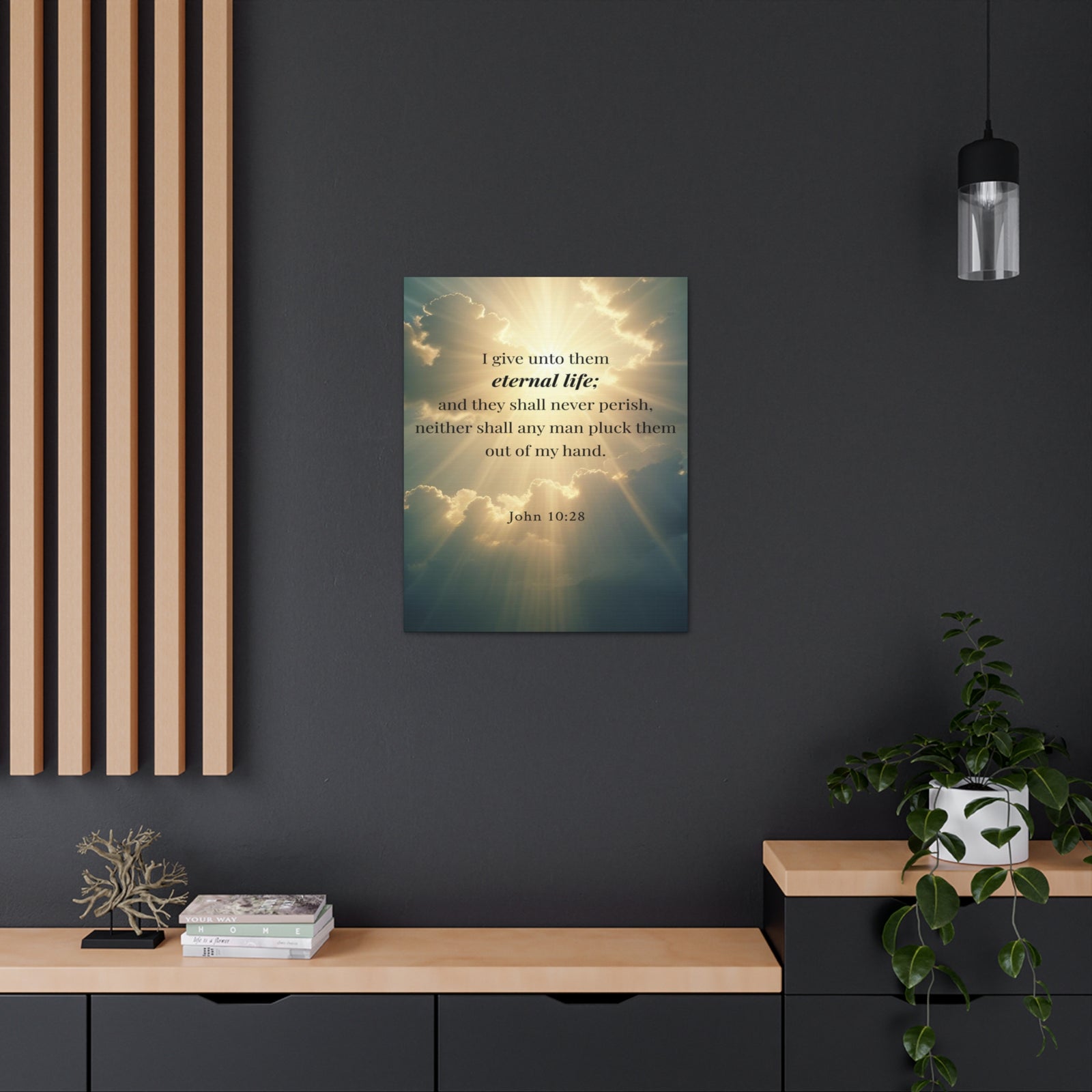 Scripture Walls John 10:28 Eternal Assurance Bible Verse Canvas Christian Wall Art Ready to Hang Unframed-Express Your Love Gifts