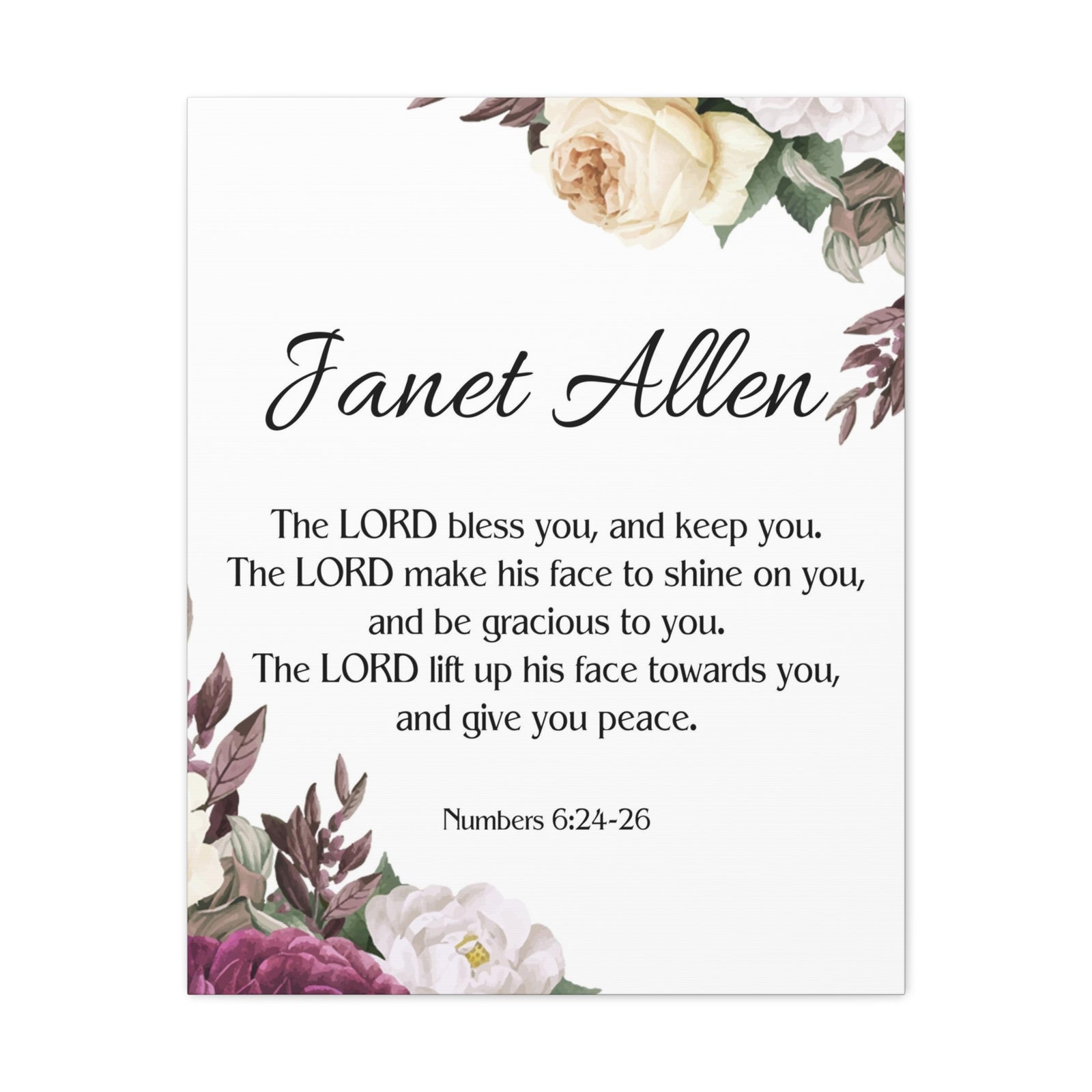 Scripture Walls Personalized Numbers 6:24-26 Bible Chapter Canvas Christian Wall Art Ready to Hang-Express Your Love Gifts