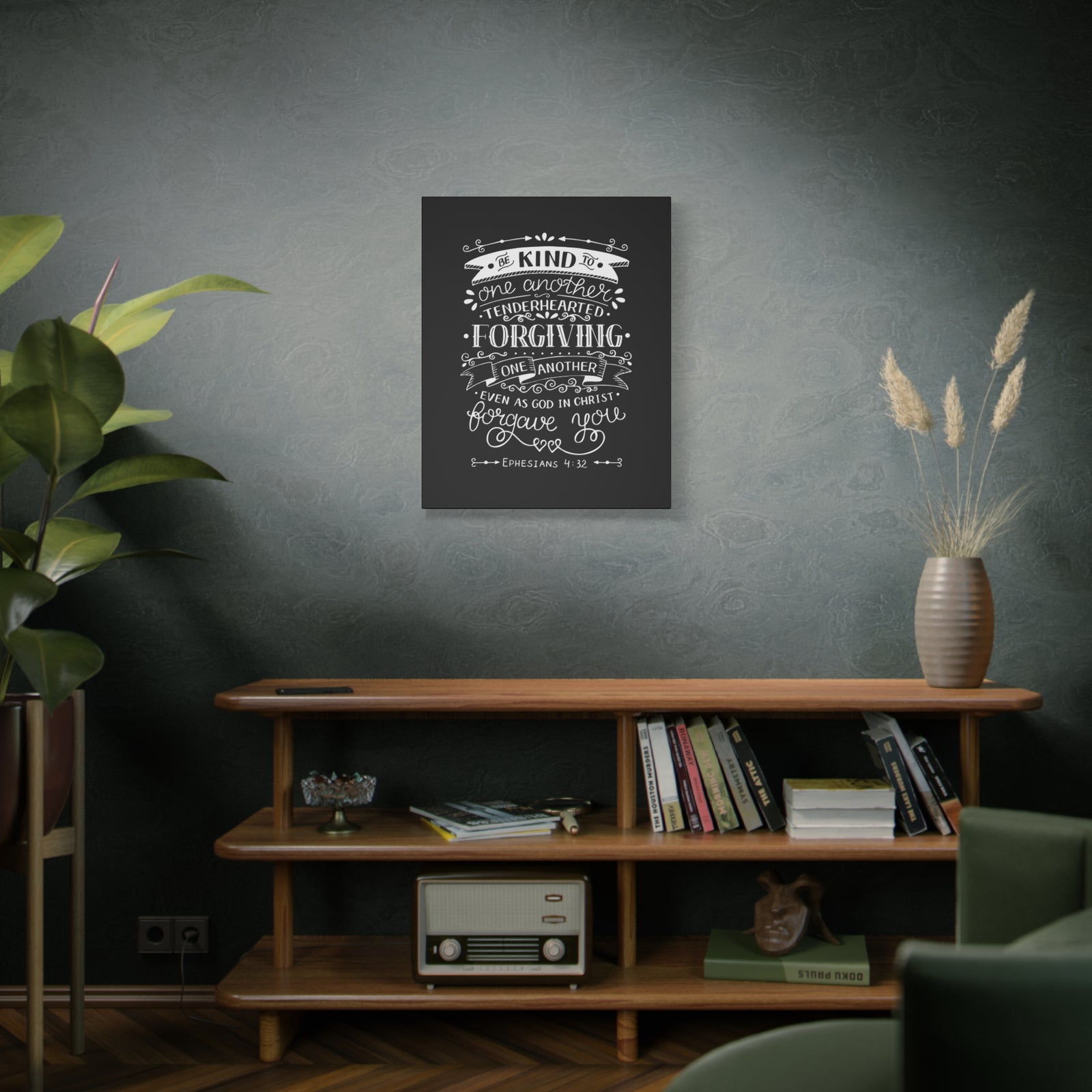 Scripture Canvas Tenderhearted Black Ephesians 4:32 Christian Wall Art Bible Verse Print Ready to Hang-Express Your Love Gifts