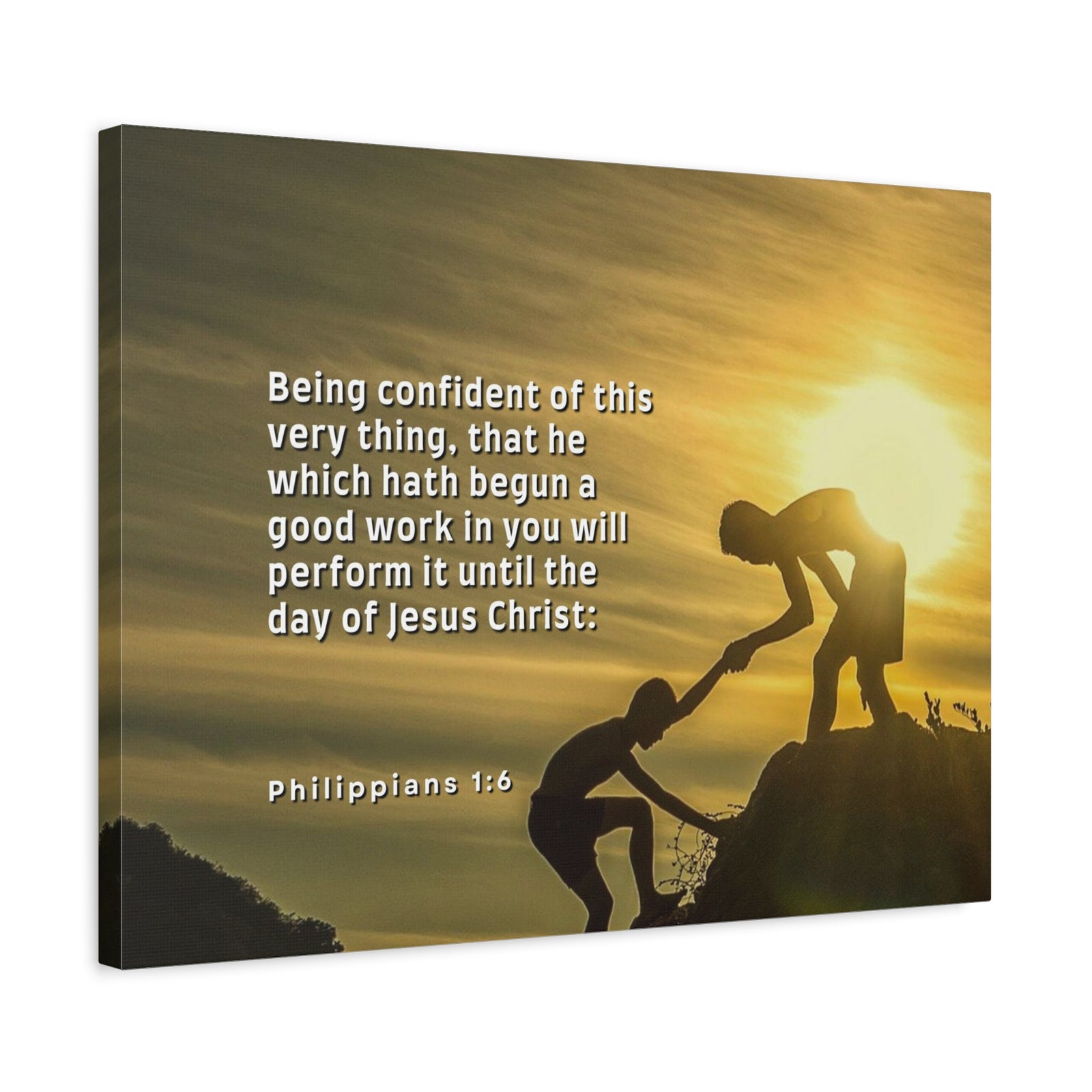 Scripture Canvas Being Confident Philippians 1:6 Christian Wall Art Bible Verse Print Ready to Hang-Express Your Love Gifts