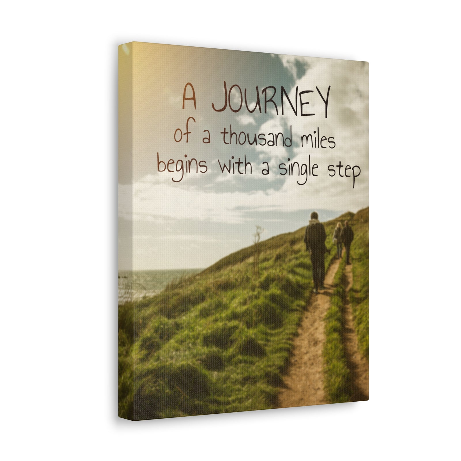 Inspirational Quote Canvas A Journey Of A Thousand Miles Motivational Print Ready to Hang Artwork-Express Your Love Gifts