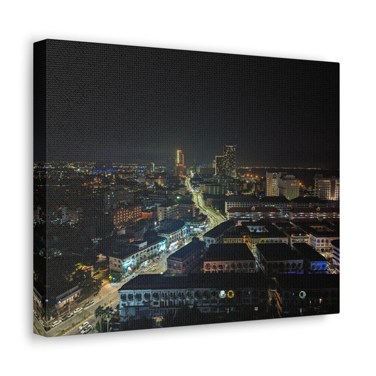 Pattaya Night View Canvas Artwork Breathtaking Thai City for Home Decor Ready to Hang-Express Your Love Gifts