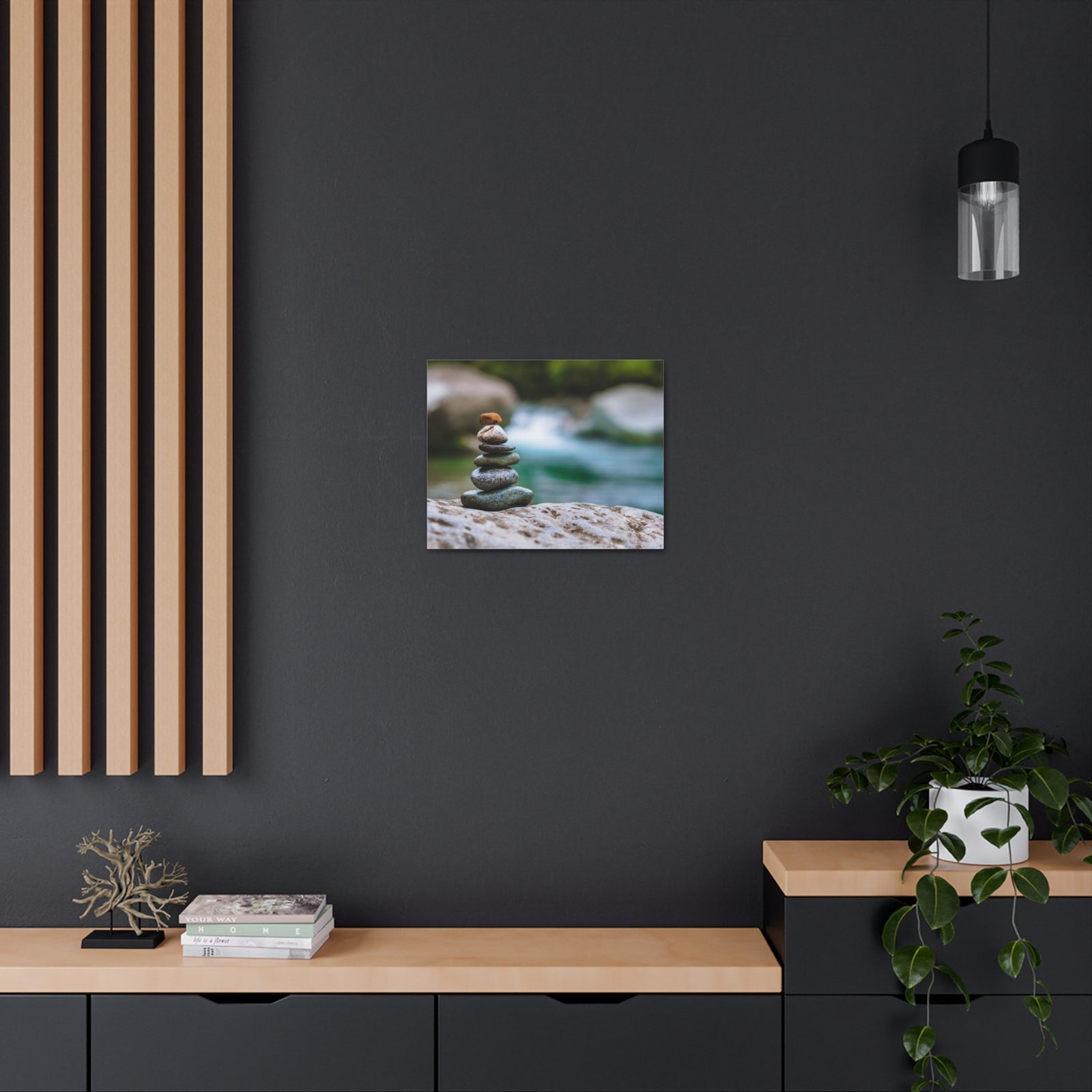 Rocks Stacked in Balance Forest Floral Nature Photography Canvas Wall Art for Home Decor Ready-to-Hang-Express Your Love Gifts
