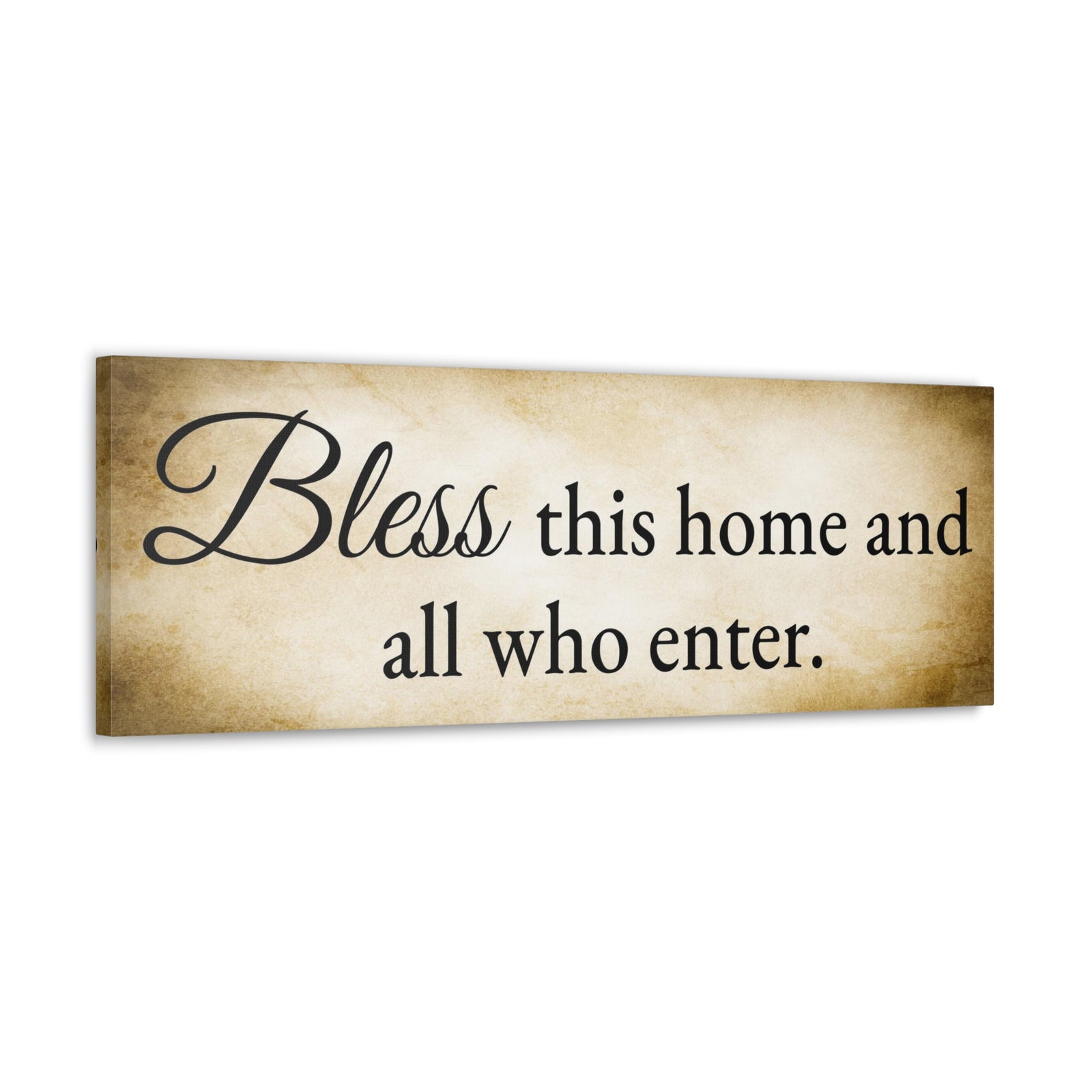Scripture Walls Bless This Home Luke 10:5 Gold Bible Verse Canvas Christian Wall Art Ready to Hang Unframed-Express Your Love Gifts