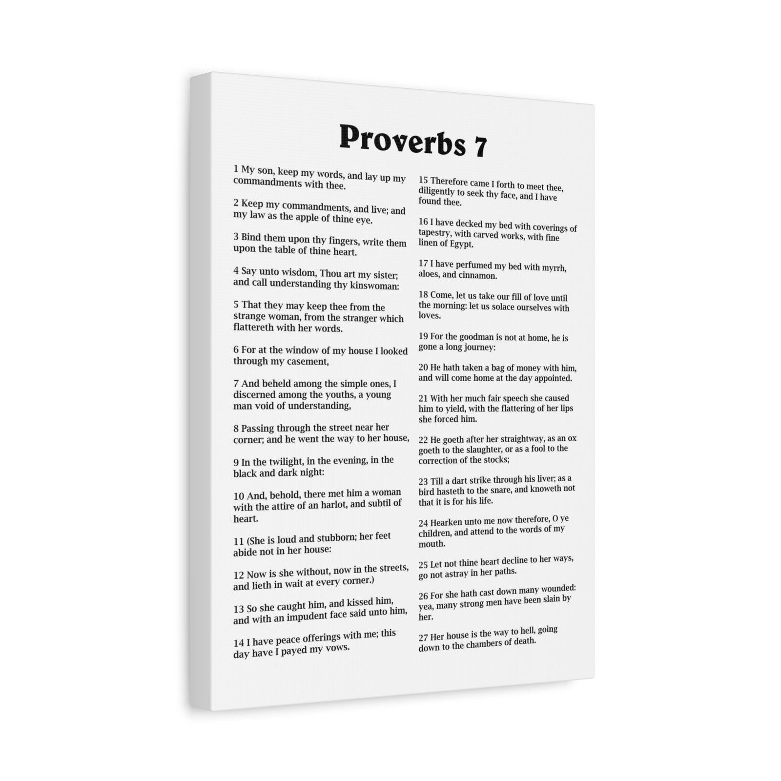 Scripture Walls Proverbs Chapter 7 White Bible Canvas Christian Wall Art Ready to Hang Unframed-Express Your Love Gifts