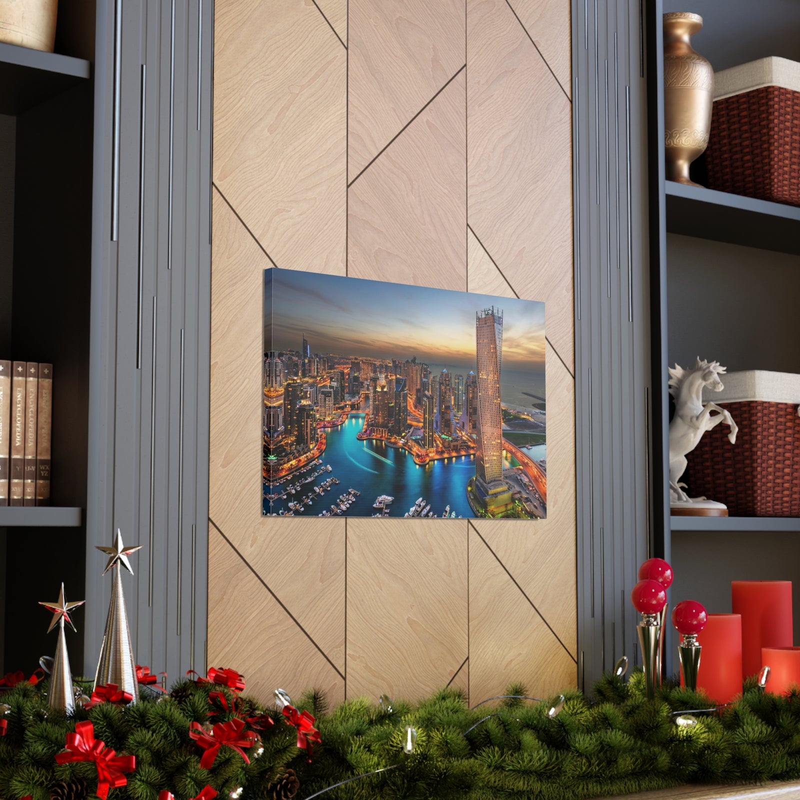 Dubai Night Skyline Canvas Artwork High-Quality Breathtaking Stunning Cityscape for Home Decor Ready to Hang-Express Your Love Gifts