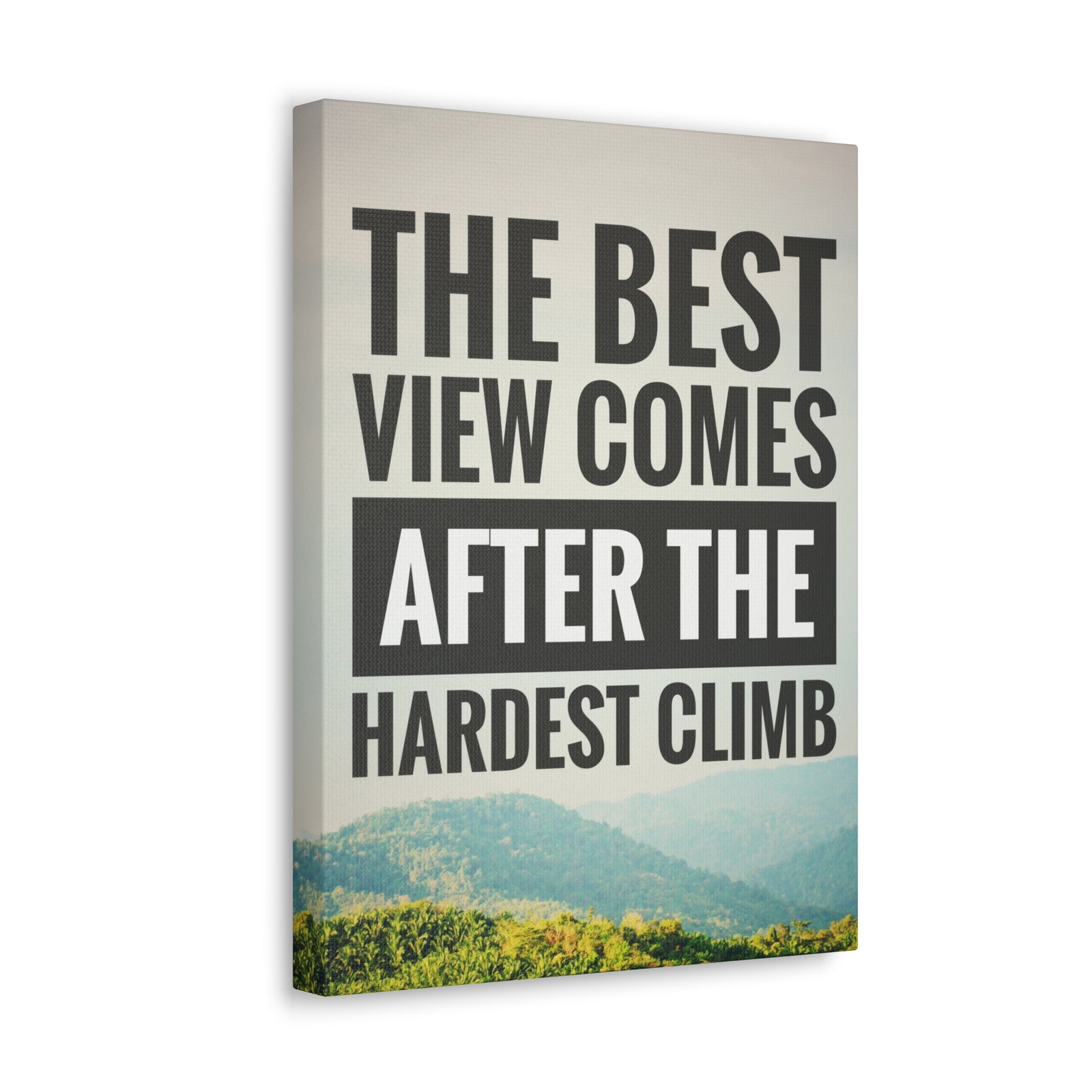 Inspirational Quote Canvas The Best View Comes Motivational Print Ready to Hang Artwork-Express Your Love Gifts